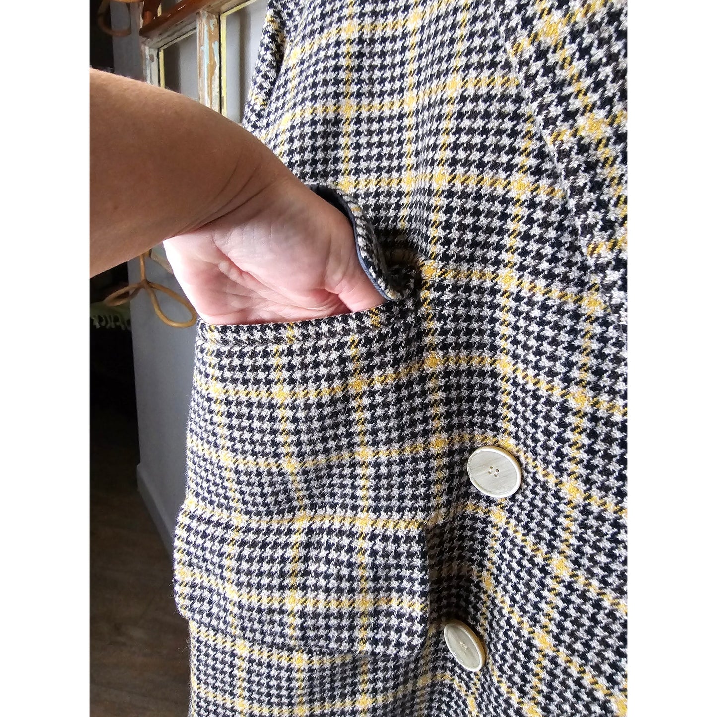 M.I.H Tweed Double Breasted Coat with pockets size Large