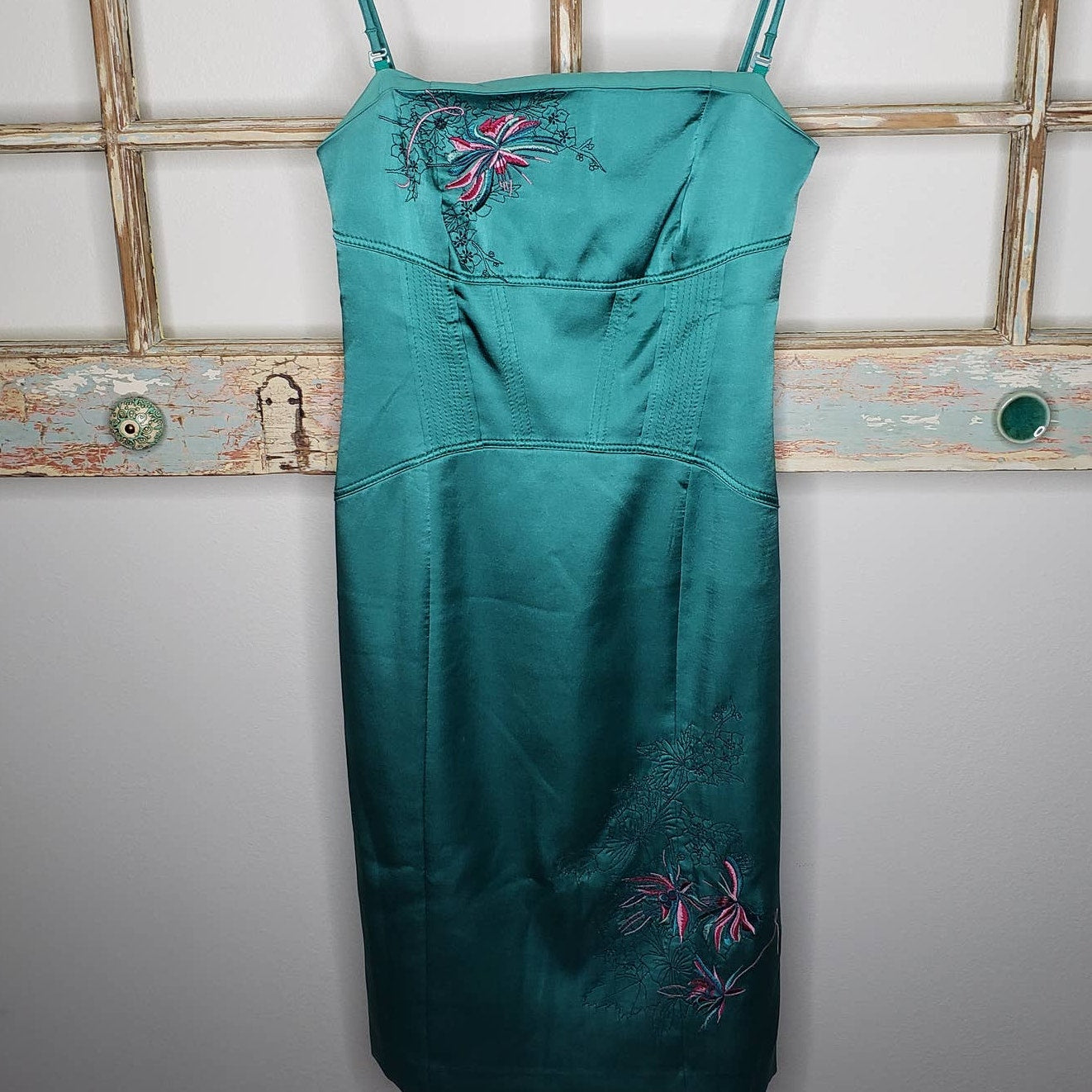 Karen Millen lined Silk Corset embroidered dress ladies size 8
