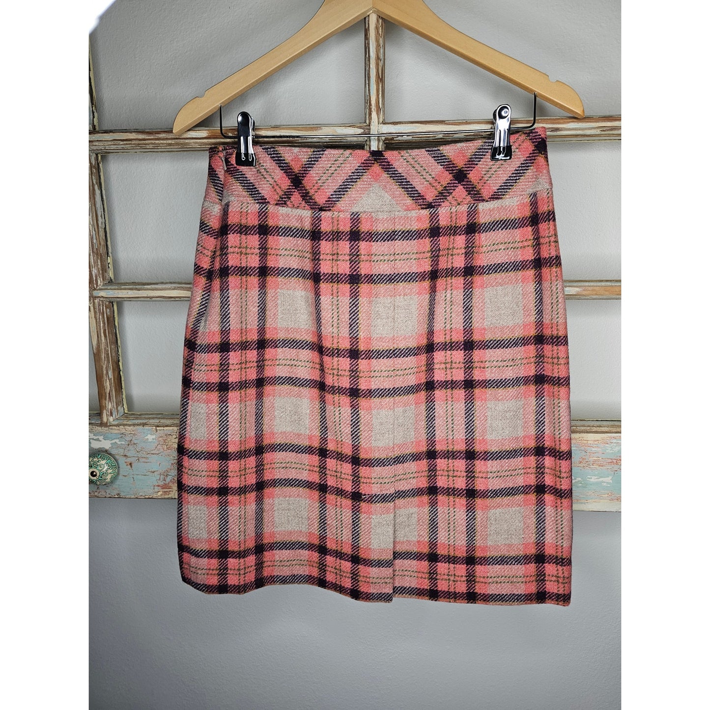 L.L. Bean lined Wool Blend Plaid Favorite Fit Skirt size 8 petite