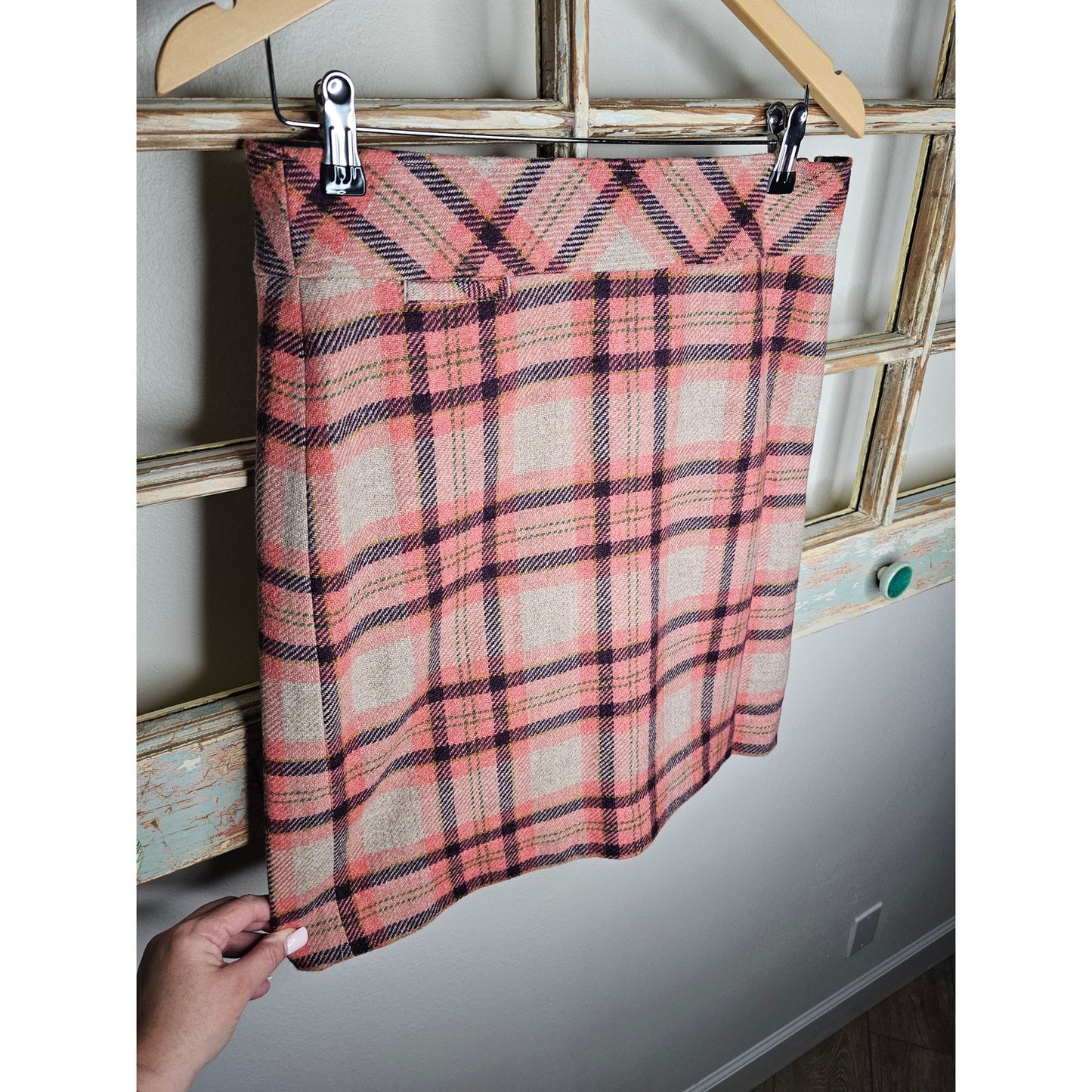 L.L. Bean lined Wool Blend Plaid Favorite Fit Skirt size 8 petite