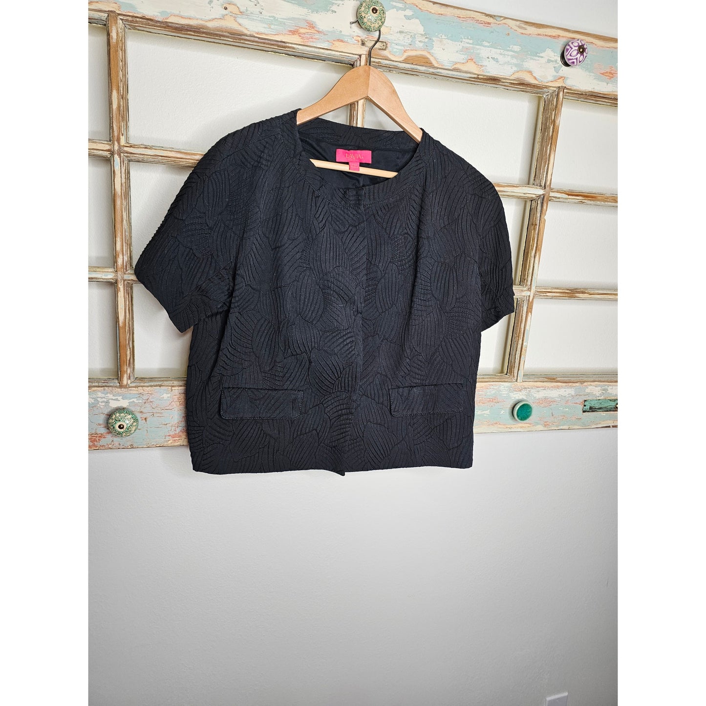Lavia Black Cropped Short-sleeve Blazer Jacket Ladies size 18