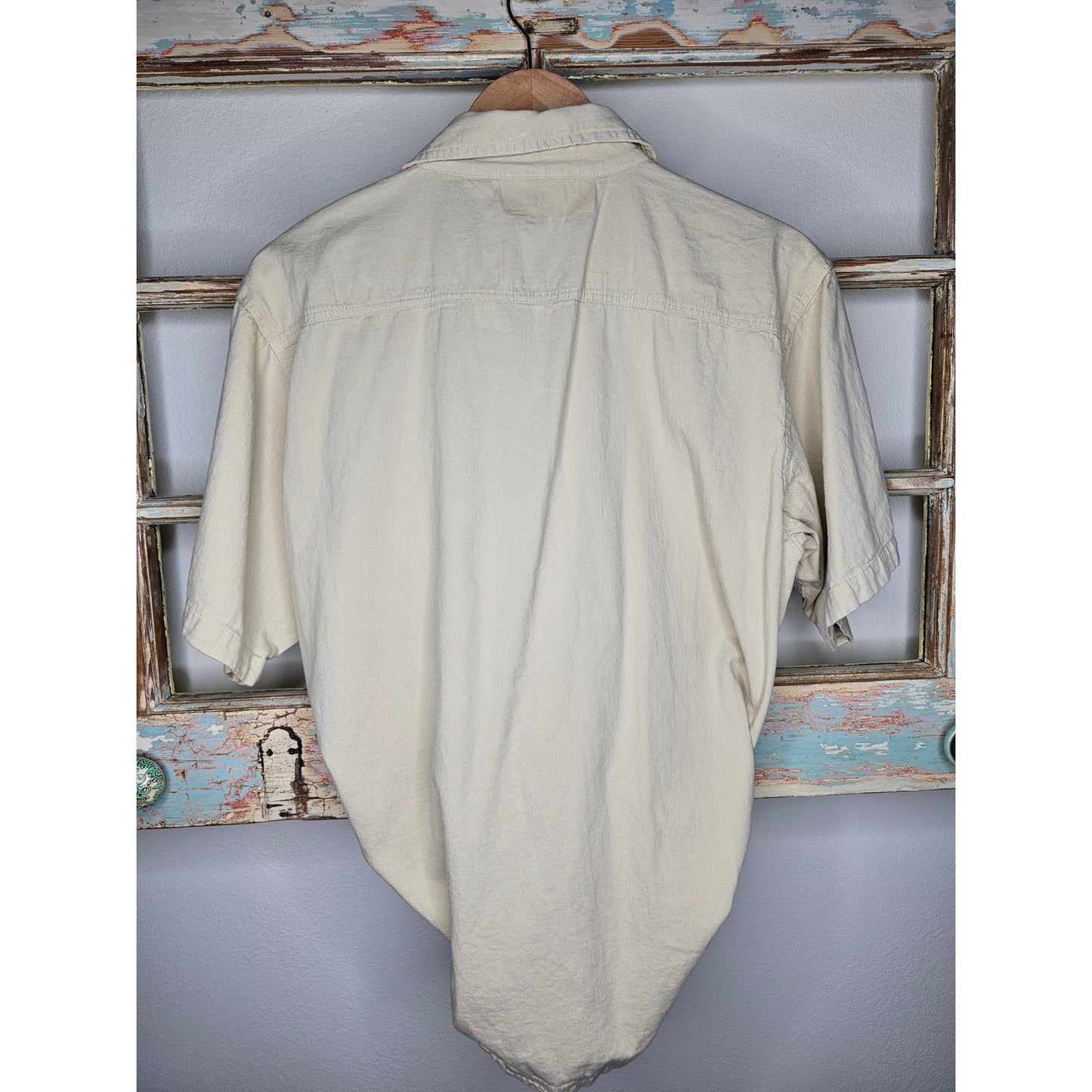 Tiger khaki Collared Button Up Top Ladies size Medium by Shipshe