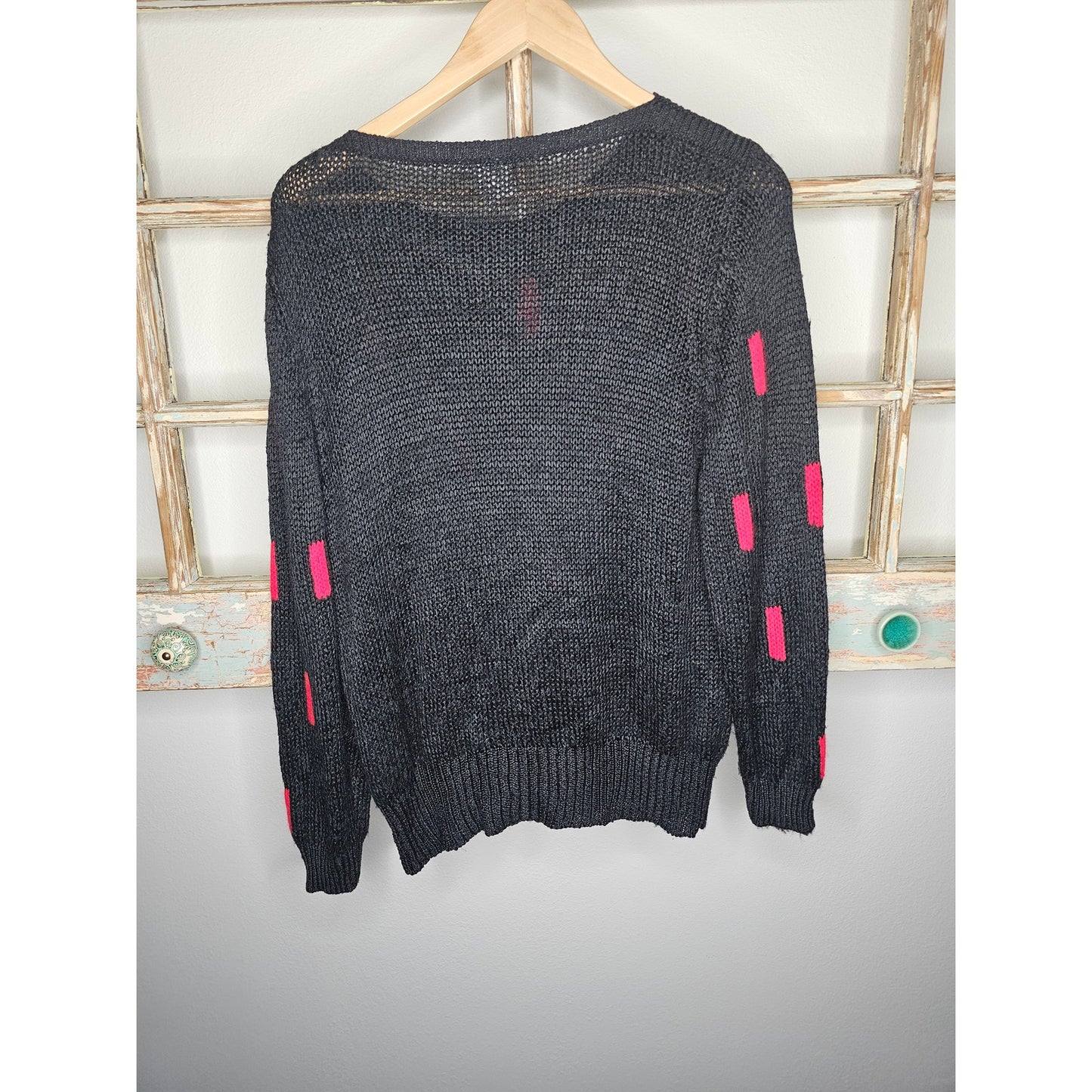 Vintage Buttery Soft Black & Red lighter weight Sweater Size 42 / 12