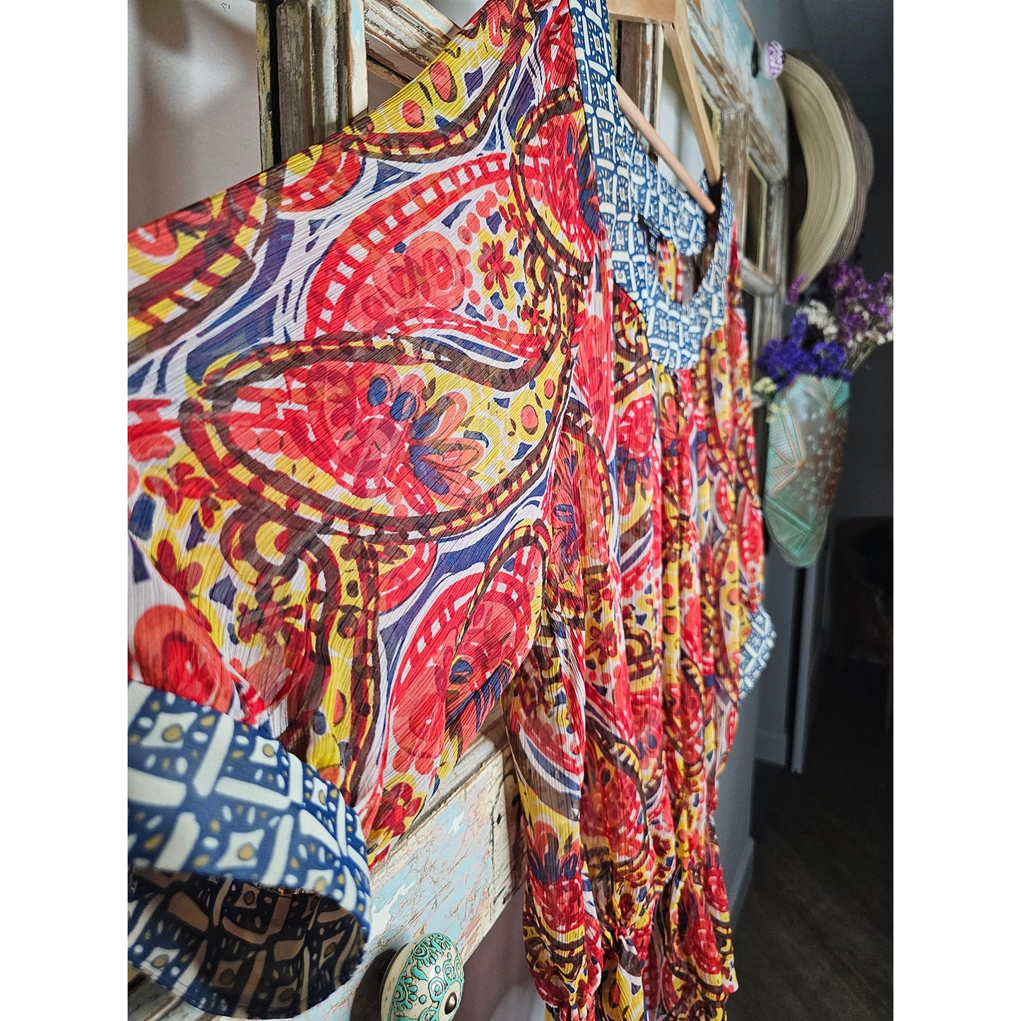 Nine West Vibrant Sheer Drawstring Scoop neck blouse size 2X