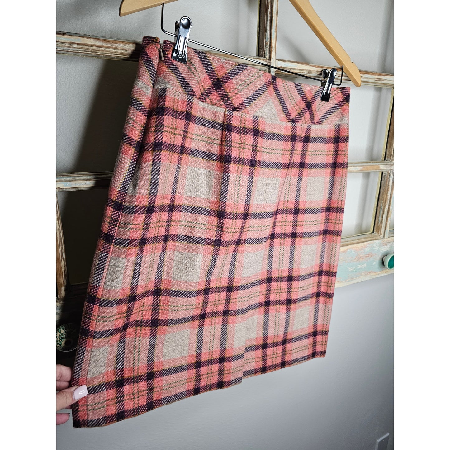 L.L. Bean lined Wool Blend Plaid Favorite Fit Skirt size 8 petite