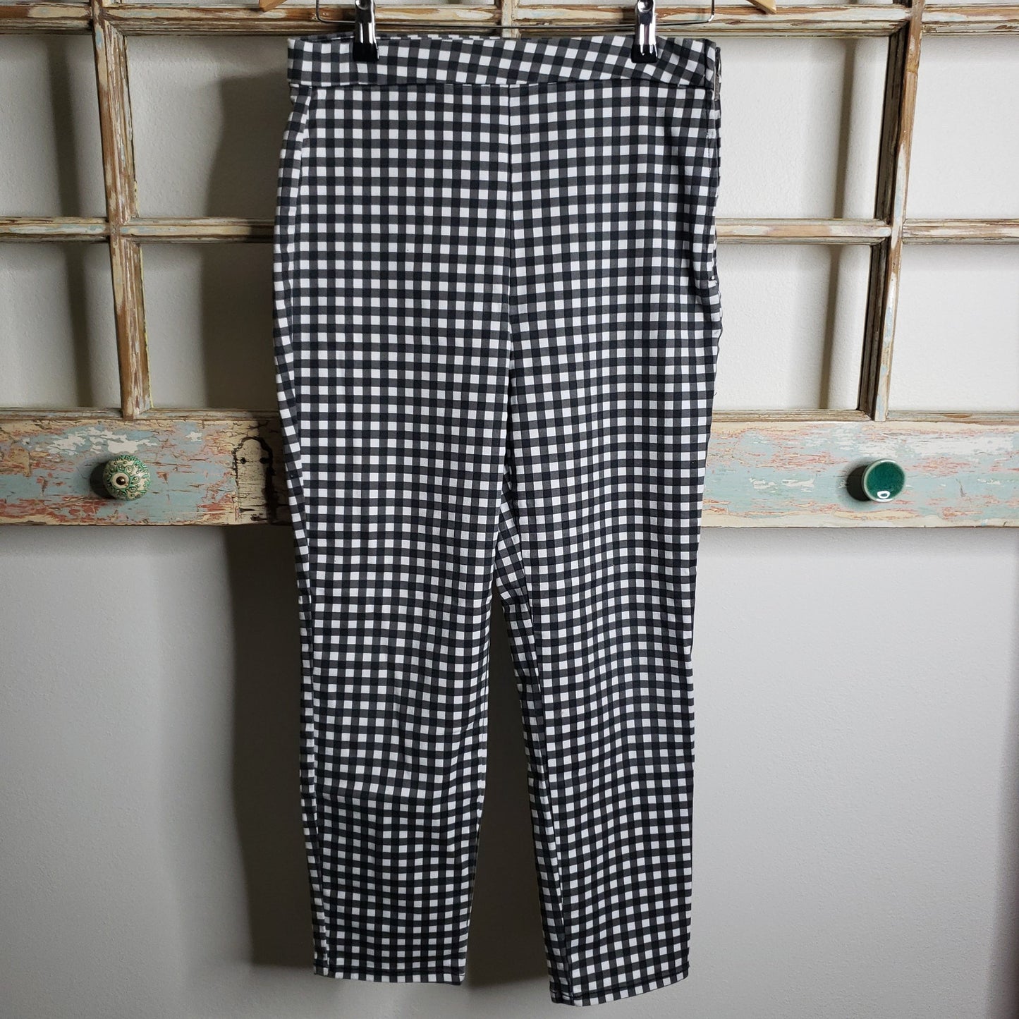 Rachel Roy Black Gingham Check Pants ladies size 8