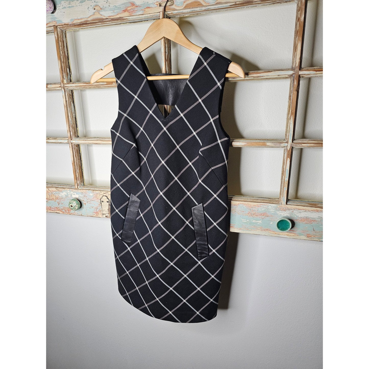 Rag & Bone Phoebe V-neck Windowpane Shift Dress Ladies Size 00