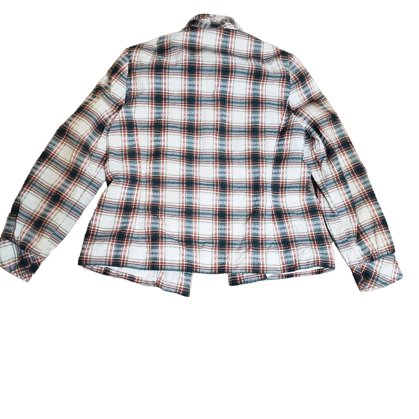 Vintage Seersucker ladies button up plaid blazer size medium
