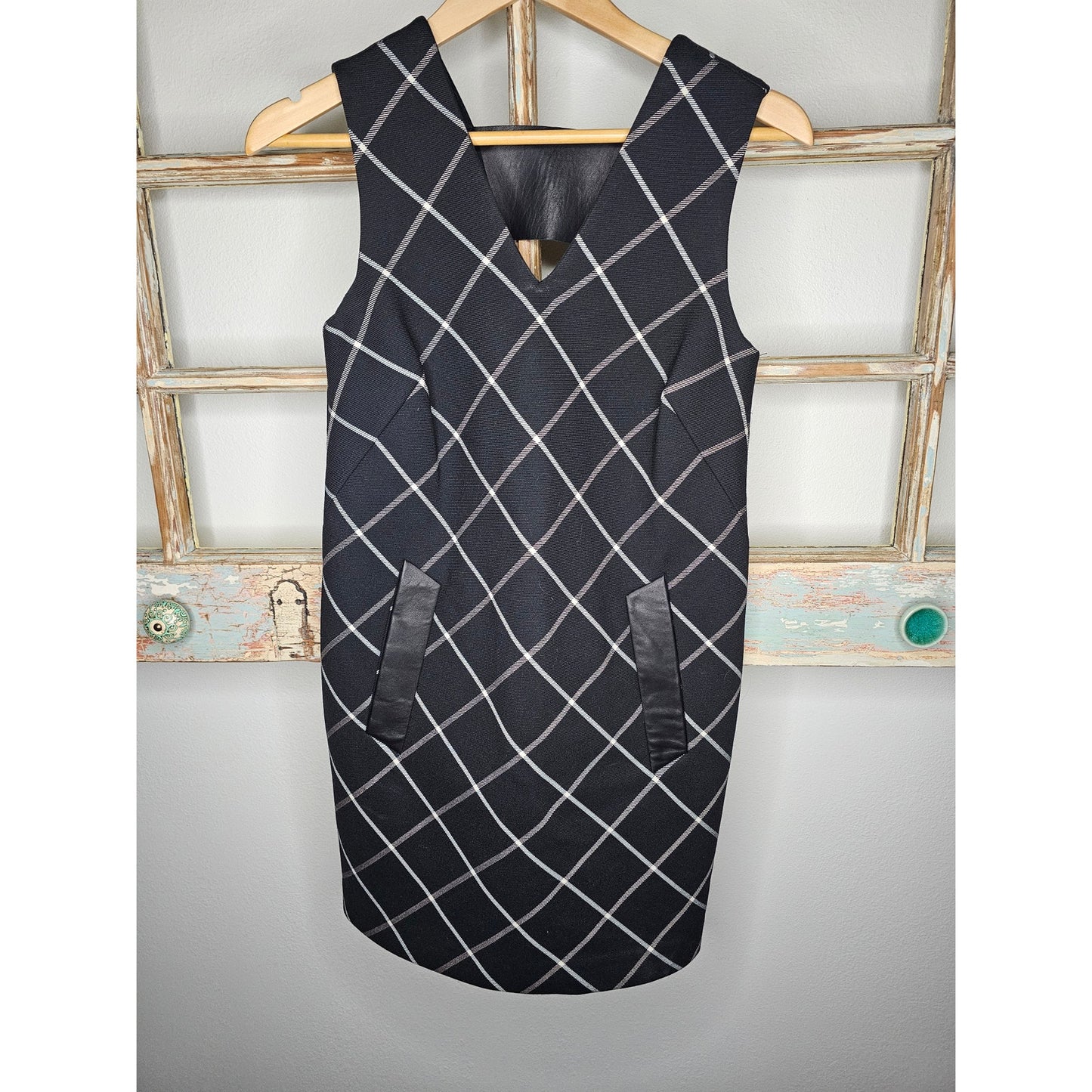 Rag & Bone Phoebe V-neck Windowpane Shift Dress Ladies Size 00