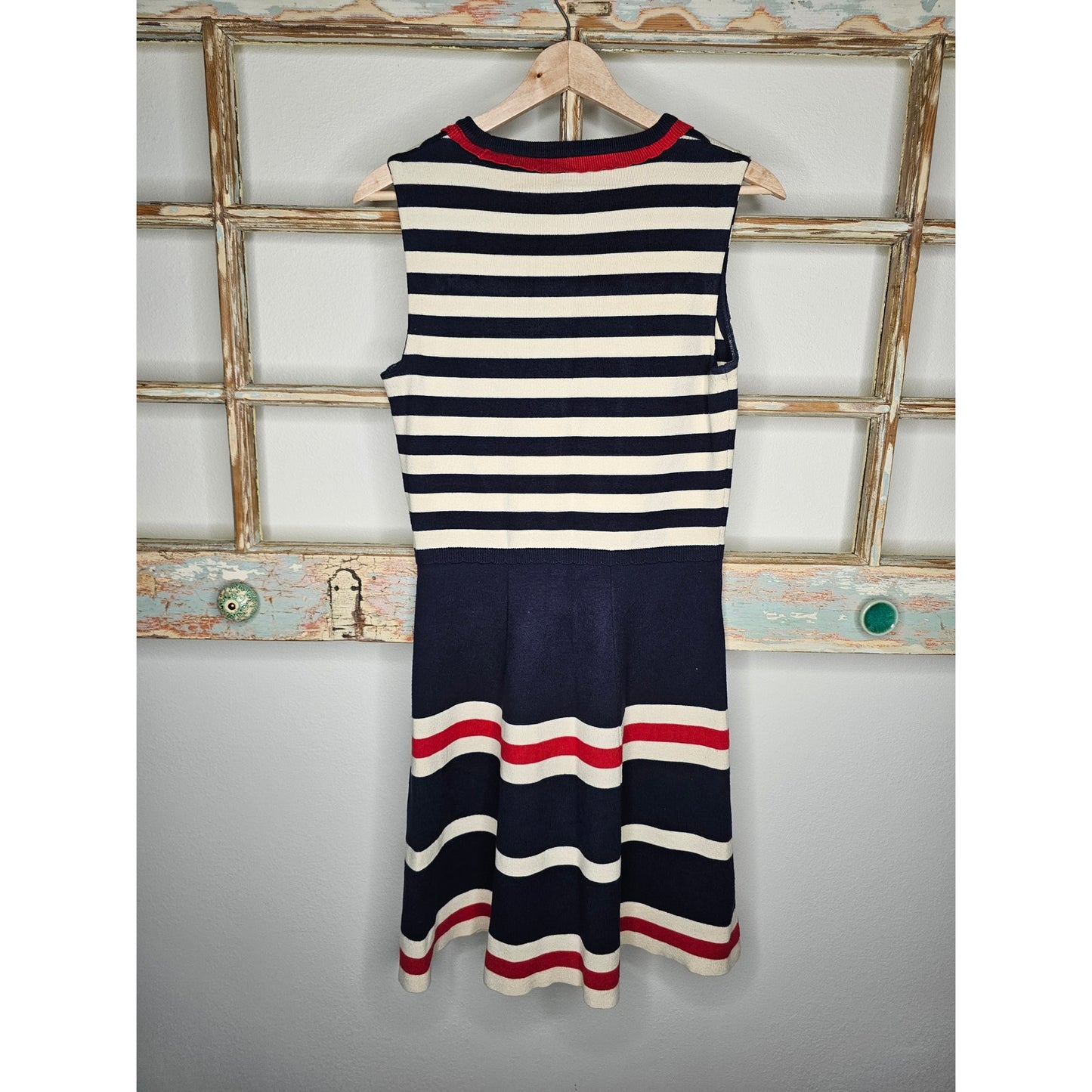 Red/Cream/ Blue Patriotic Preppy Heavy Knit Dress Ladies size Small