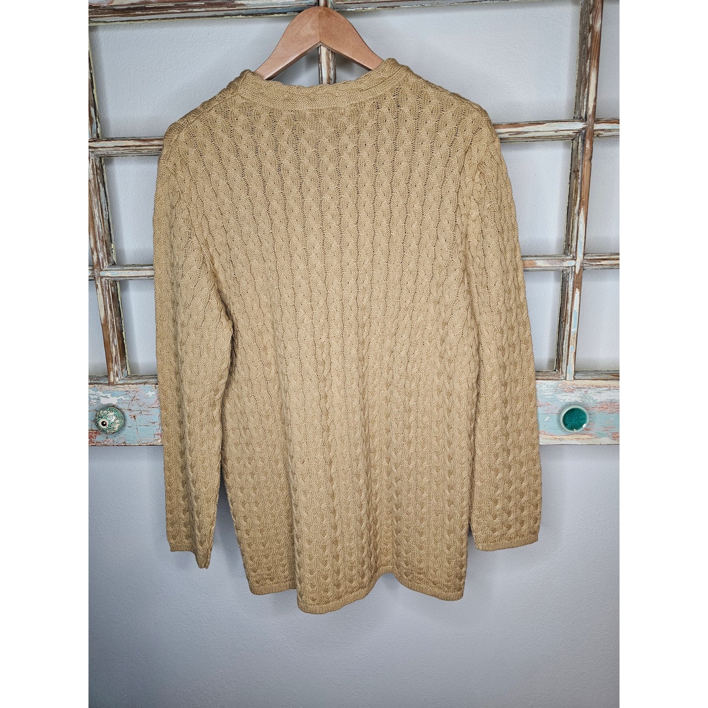 Spiegel Tan Cable Knit Cotton Sweater Ladies size XL