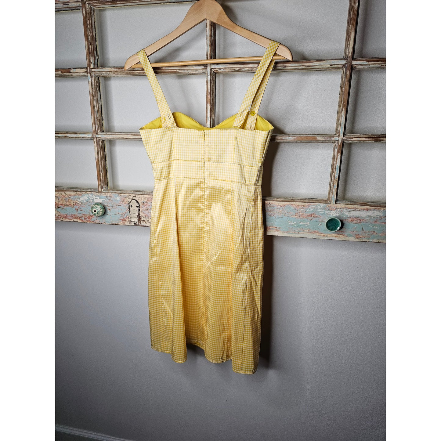 Nanette Lapore 100% Silk Yellow Gingham Bow Dress Size 2