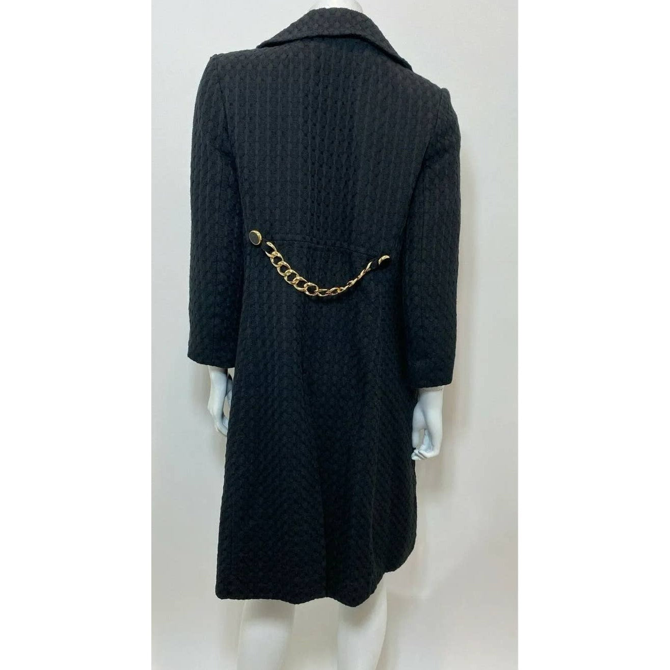 MILLY Basketweave cotton coat in black with gold accents size 8