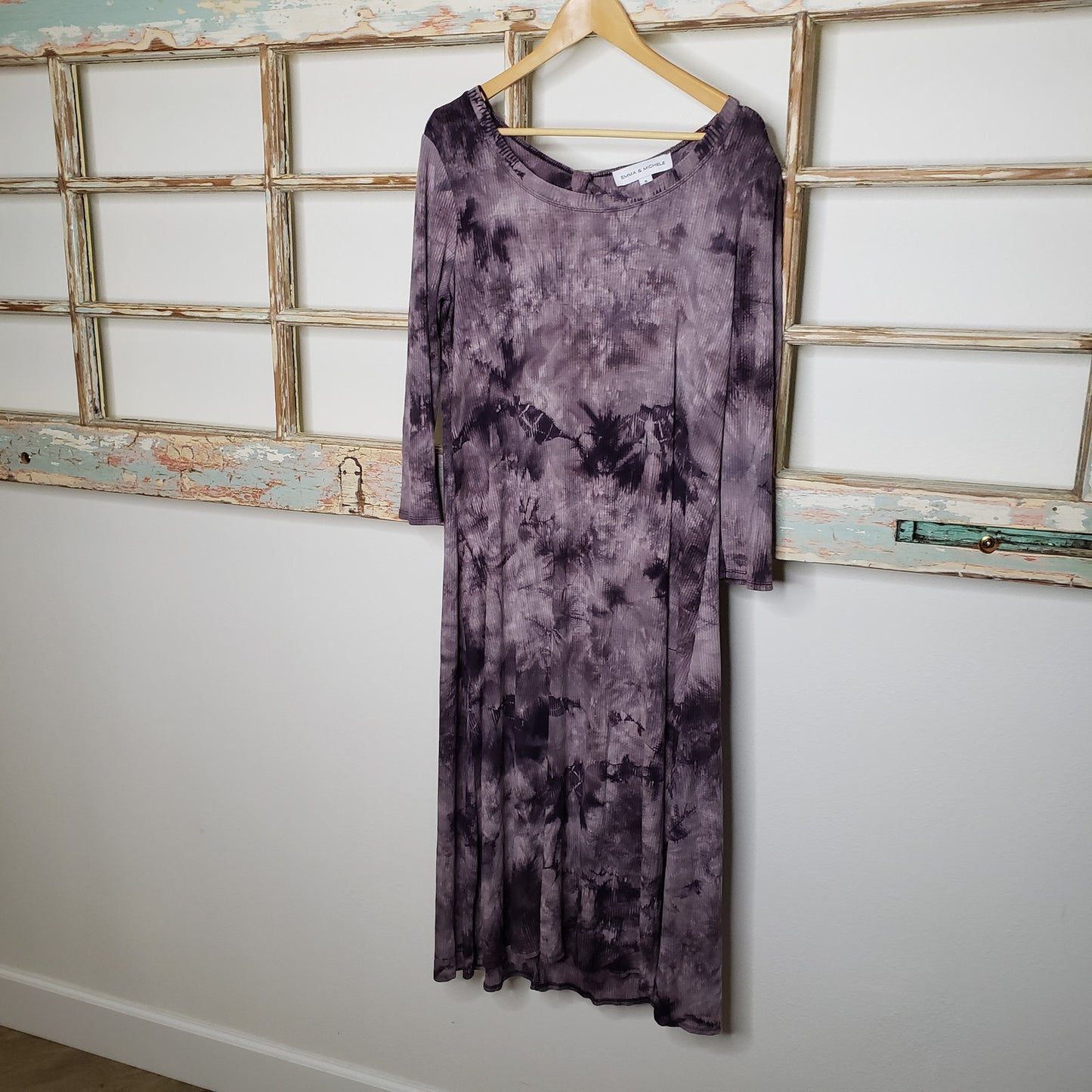 Emma & Michele Dress Plum Tie Dye Coloration XL midi length