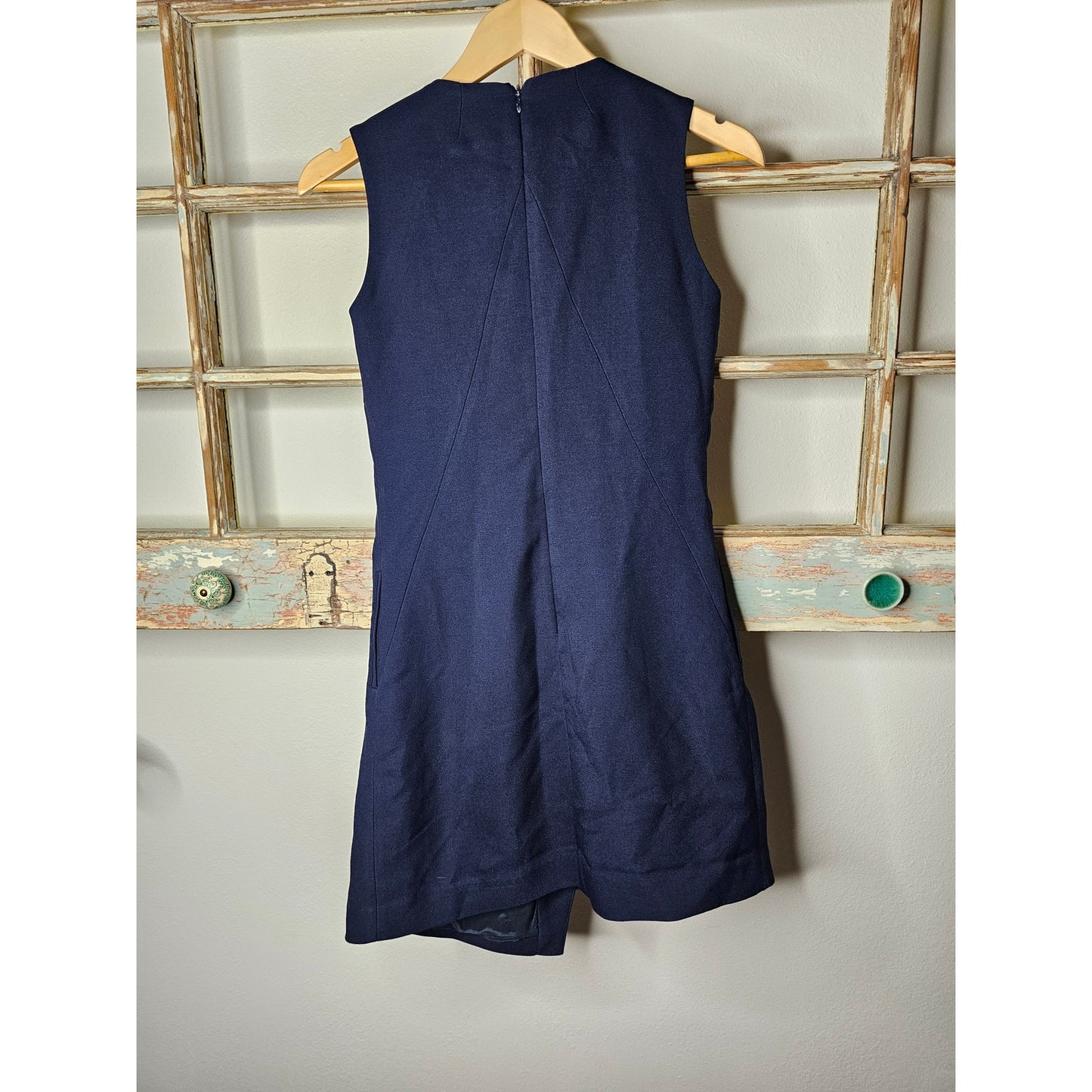 Osman Asymmetrical Navy Blue Sleeveless Suit Dress Ladies size 2