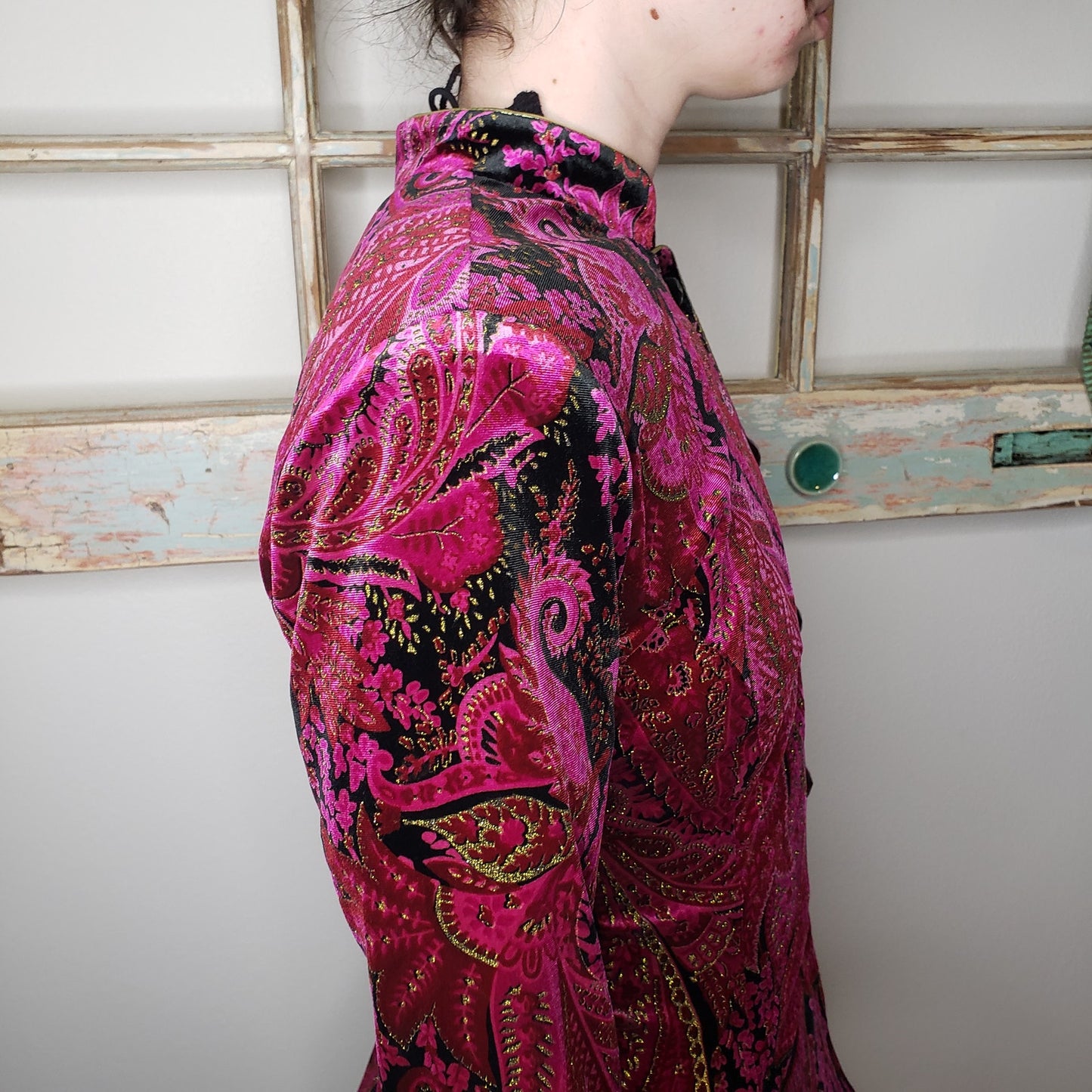 Vintage R & K Evening velvet button down fitted jacket ladies size small