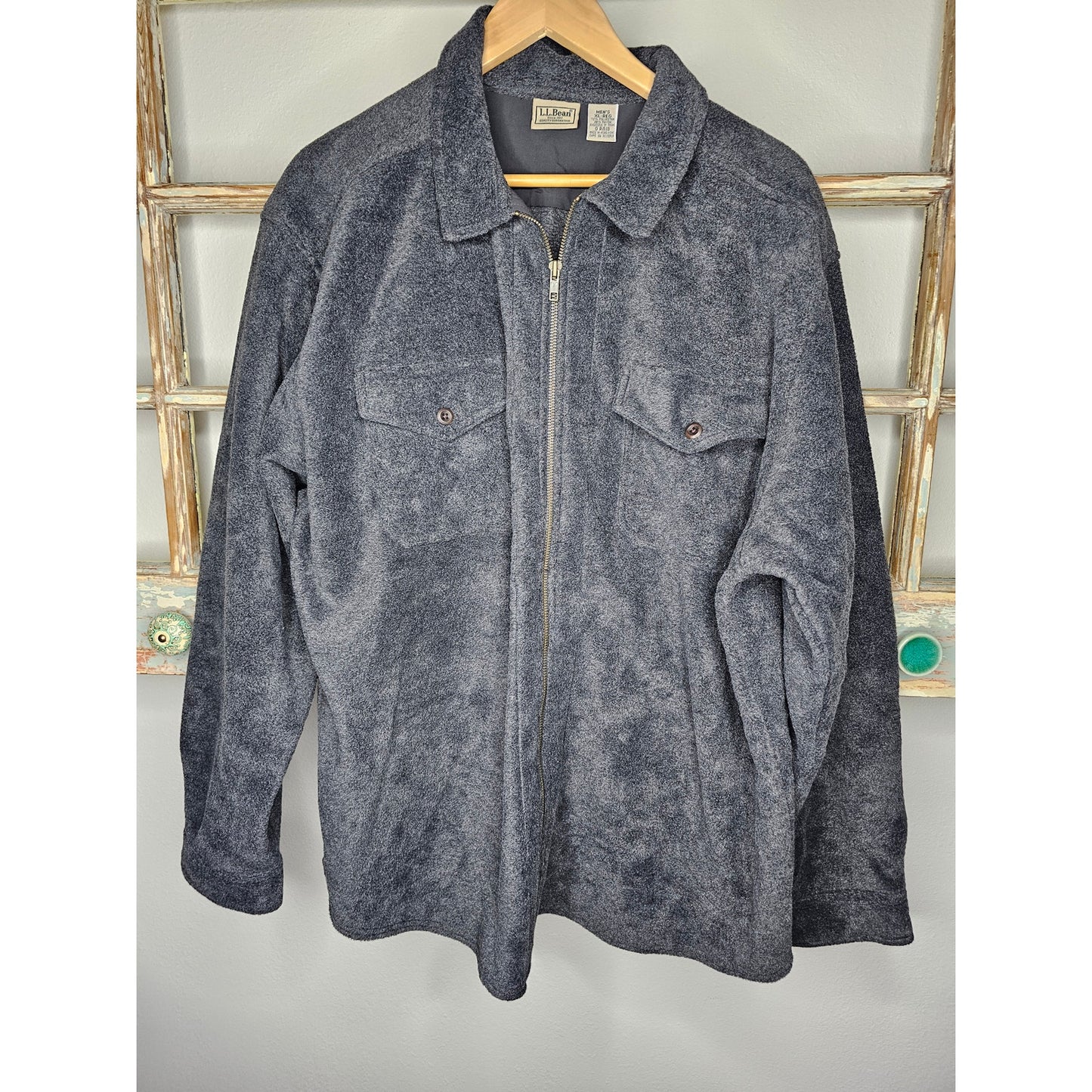 L.L Bean Dark Grey Fleece Zip Up Jacket Size XL