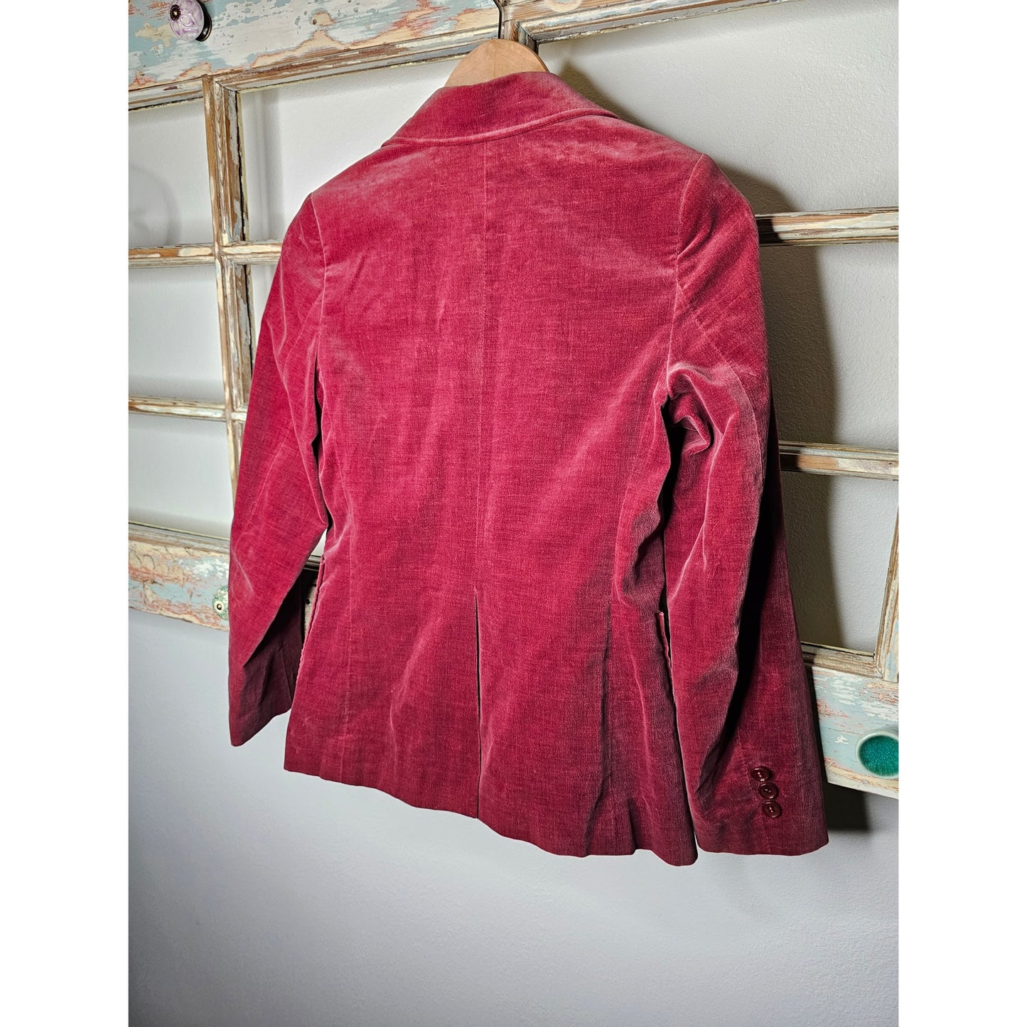 Vintage Jean Nicole Merlot shade velour blazer with button closure size 9/10