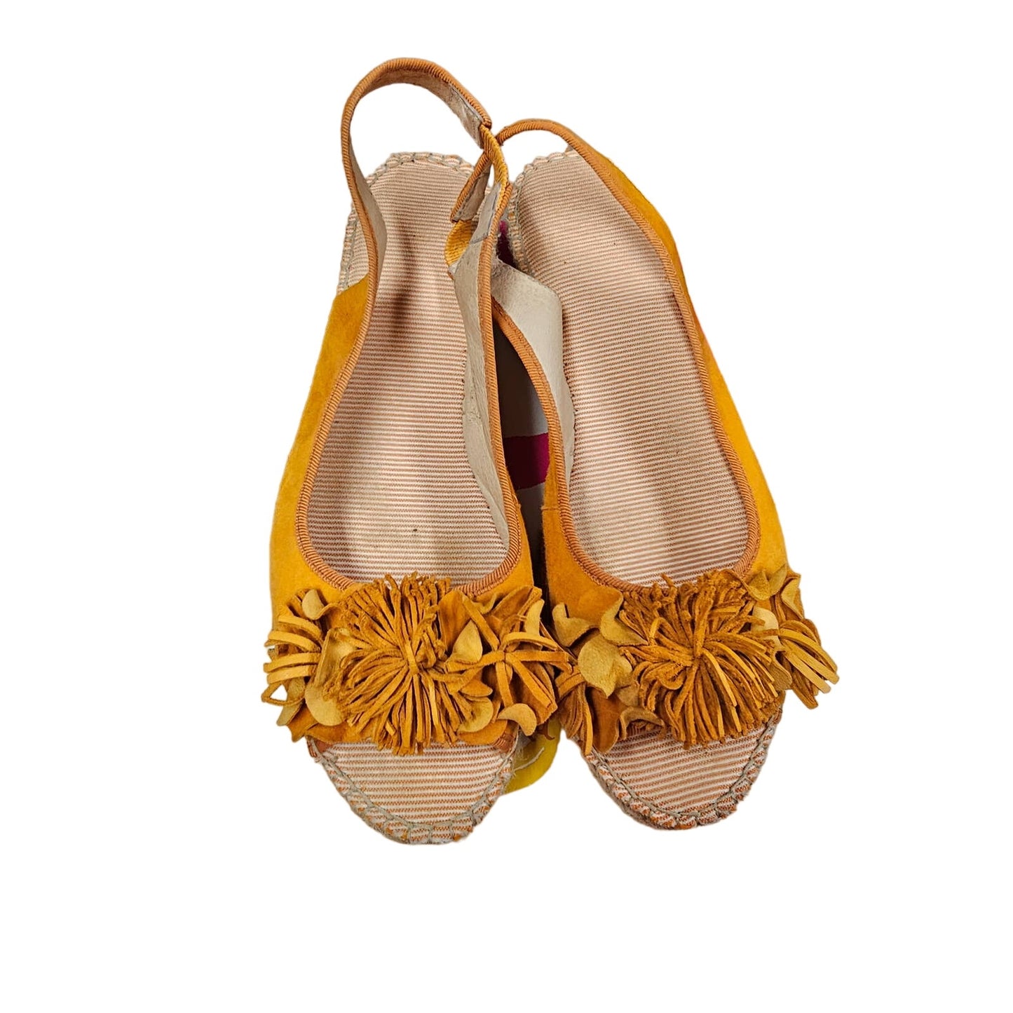 Ladies Orange Suede Sling back Peek-a-Boo Sandals size 10