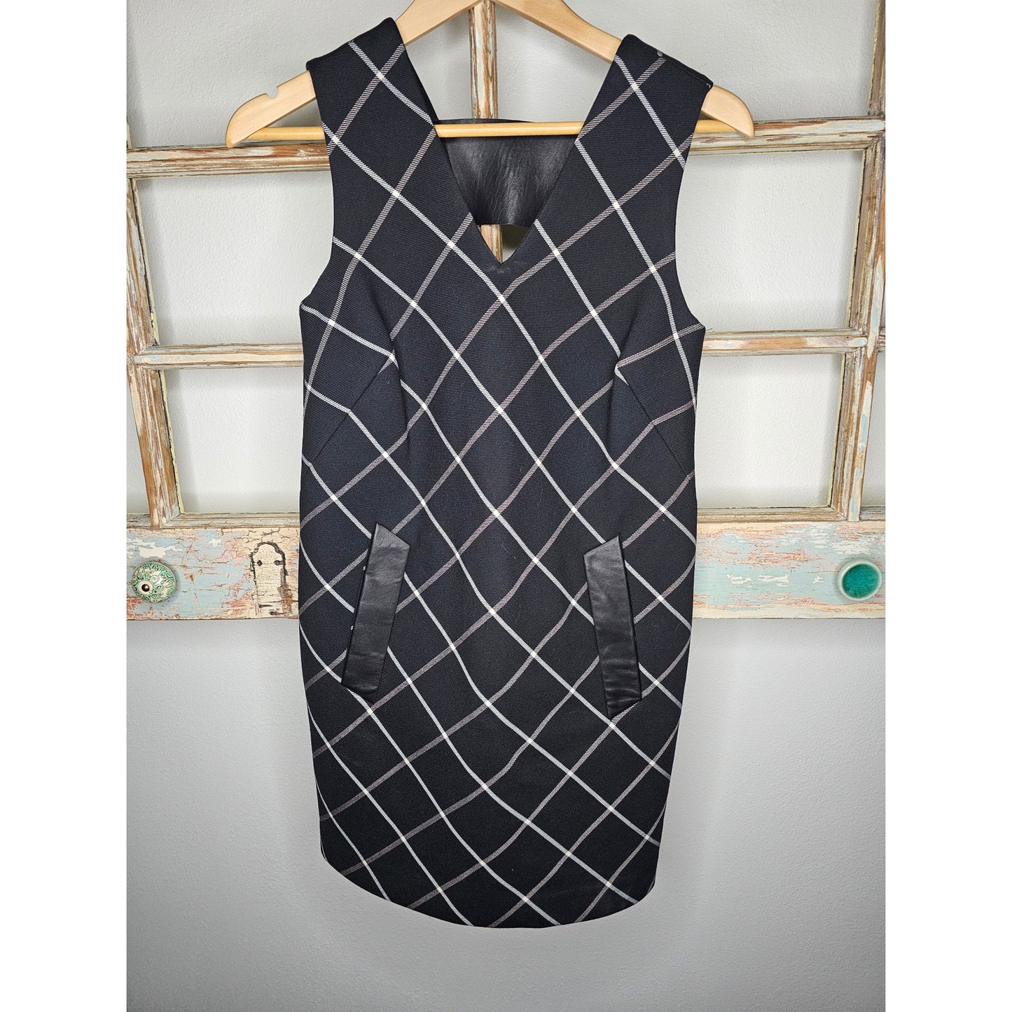 Rag & Bone Phoebe V-neck Windowpane Shift Dress Ladies Size 00