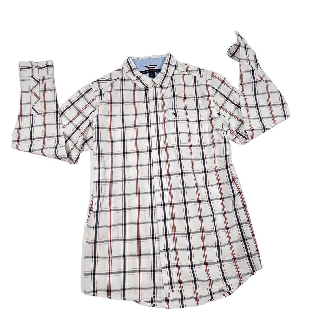 Tommy Hilfiger Plaid Button Down Boys Medium Top Size 12/14