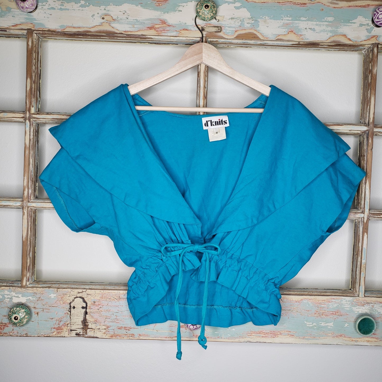 Vintage D'knits turquoise shirt ladies size small