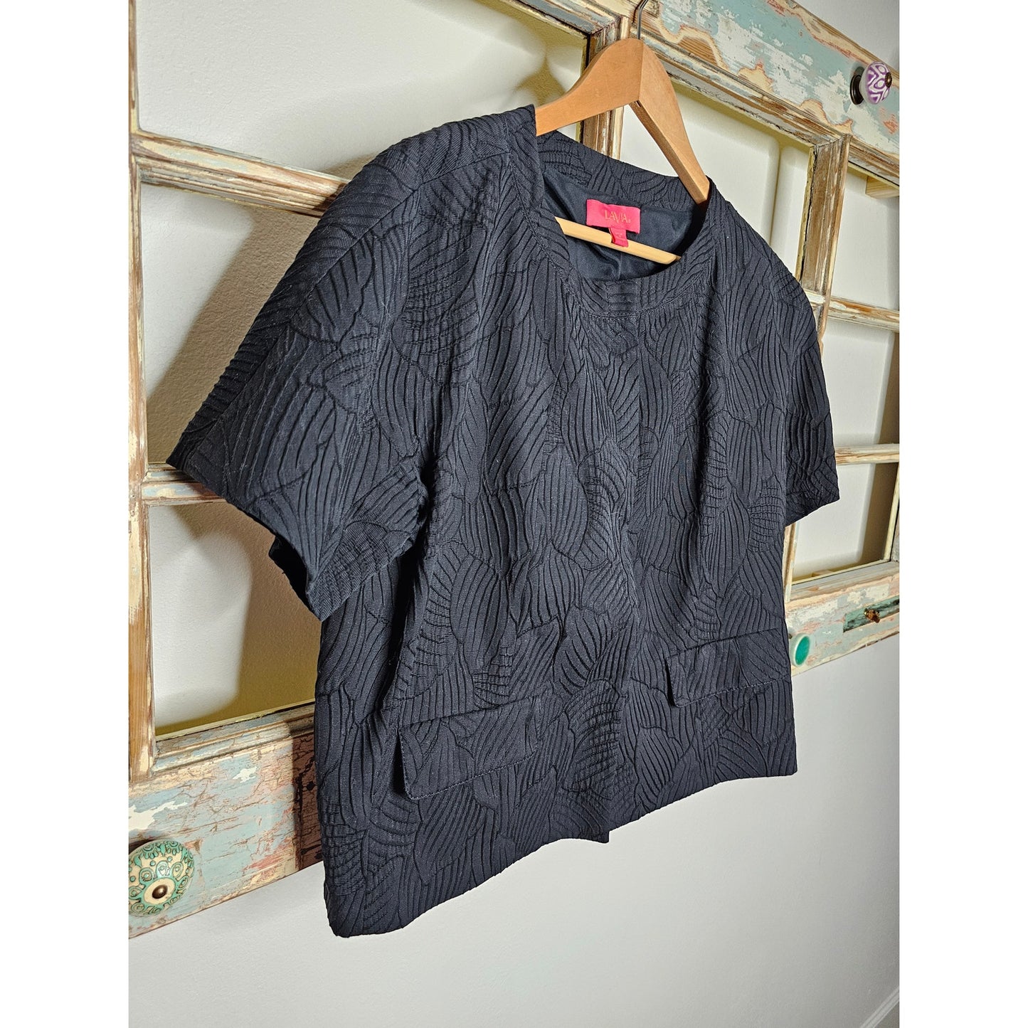 Lavia Black Cropped Short-sleeve Blazer Jacket Ladies size 18