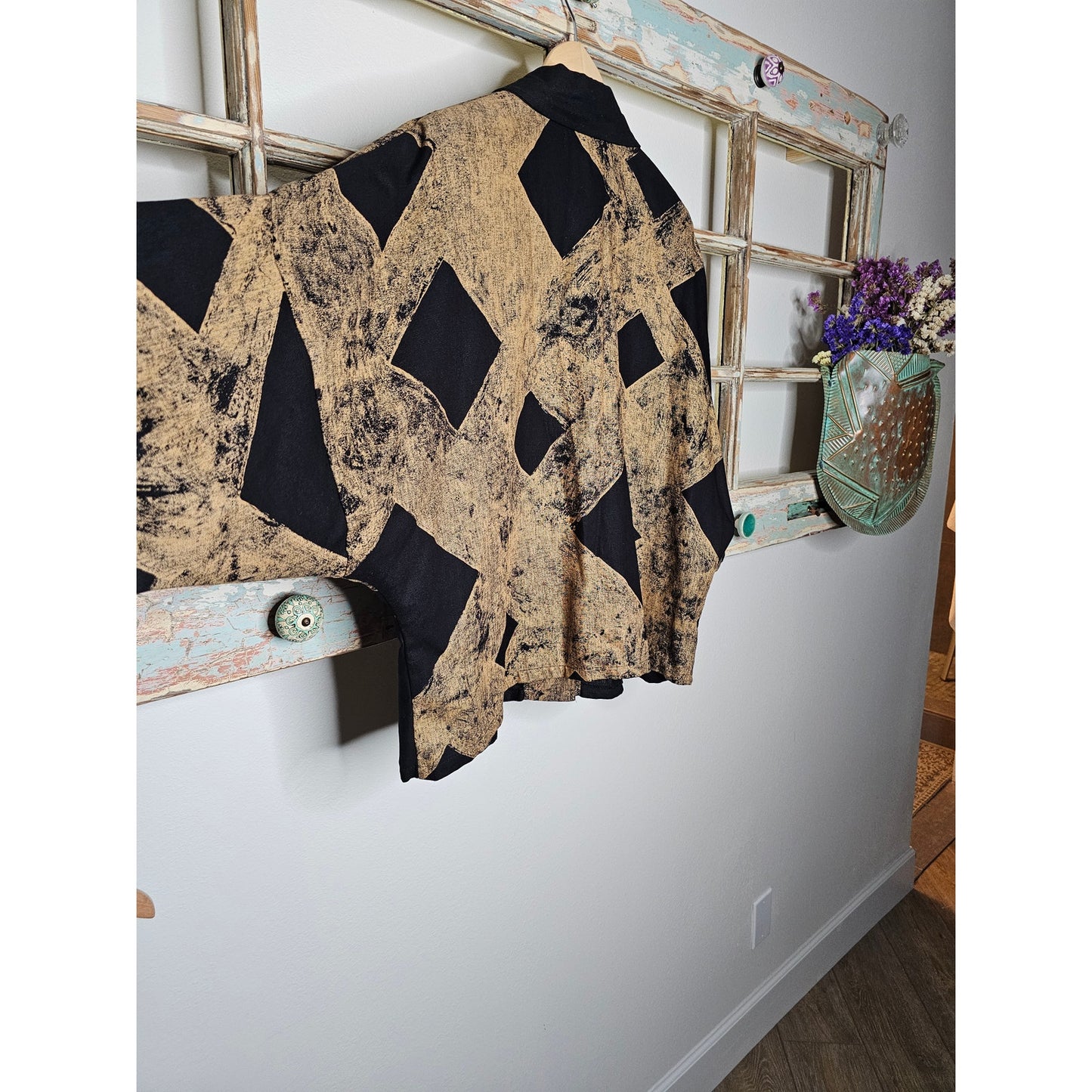 Vintage MIAMI Button Up Linen Top With Dolman Sleeves Size Large