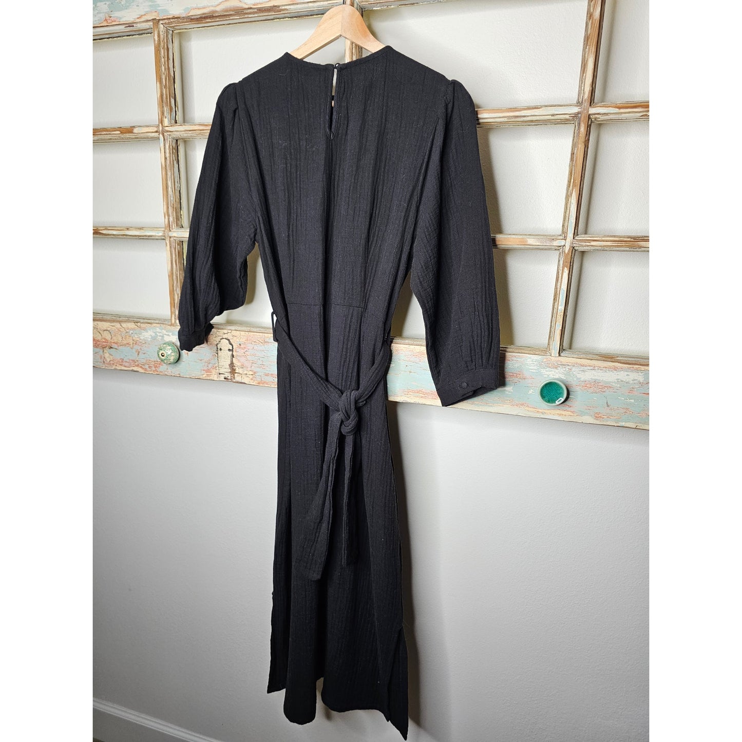 NWT Zara black Long Sleeve Cotton Gauzy Dress Ladies size Medium