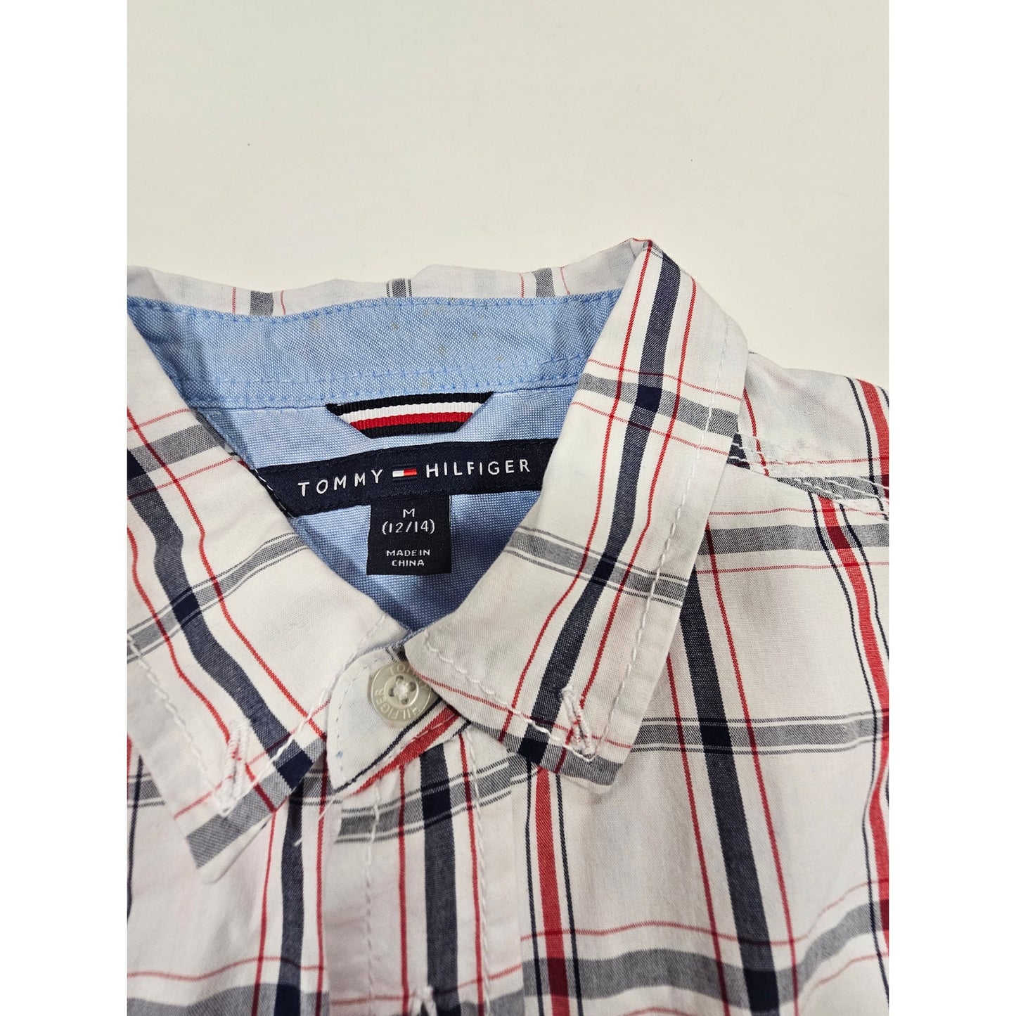 Tommy Hilfiger Plaid Button Down Boys Medium Top Size 12/14