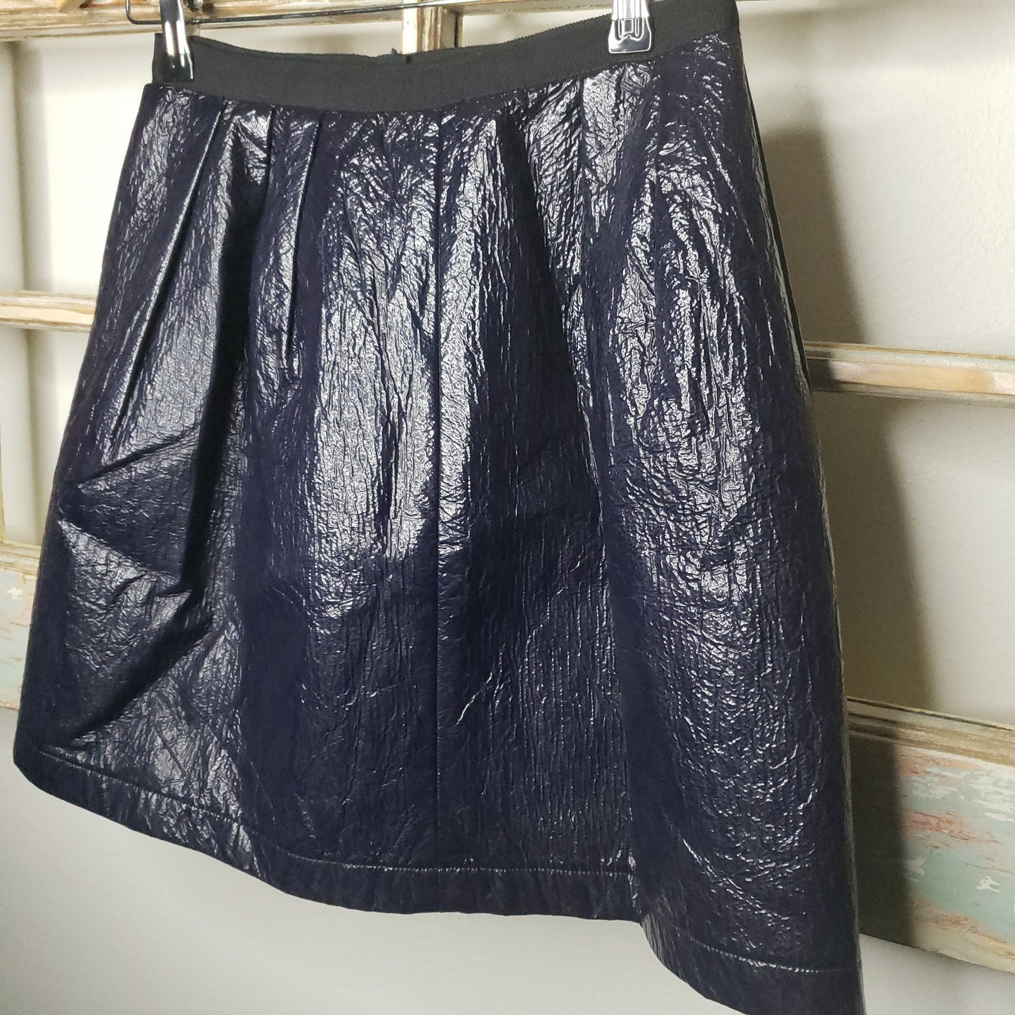 Sea New York Navy blue shiny wet look mini skirt ladies size 2