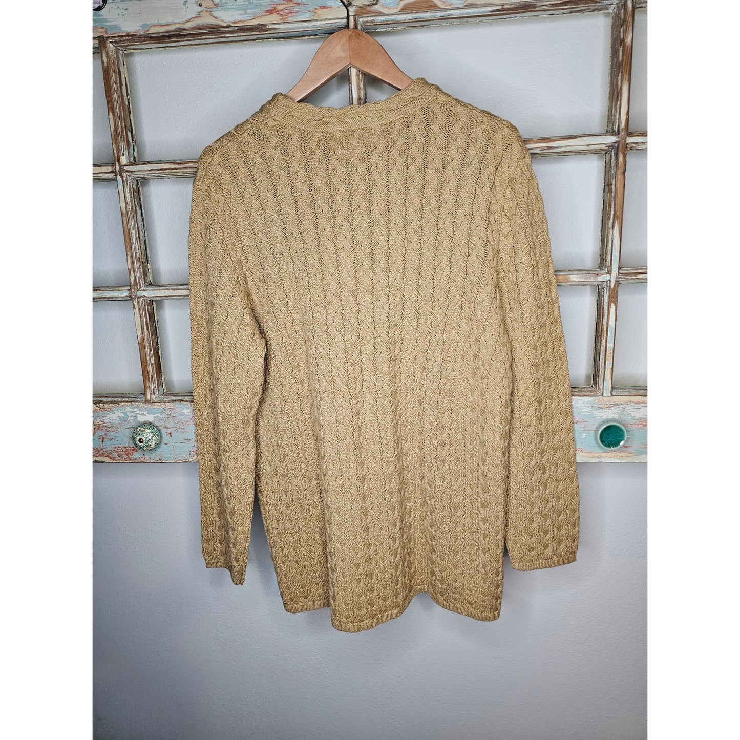 Spiegel Tan Cable Knit Cotton Sweater Ladies size XL