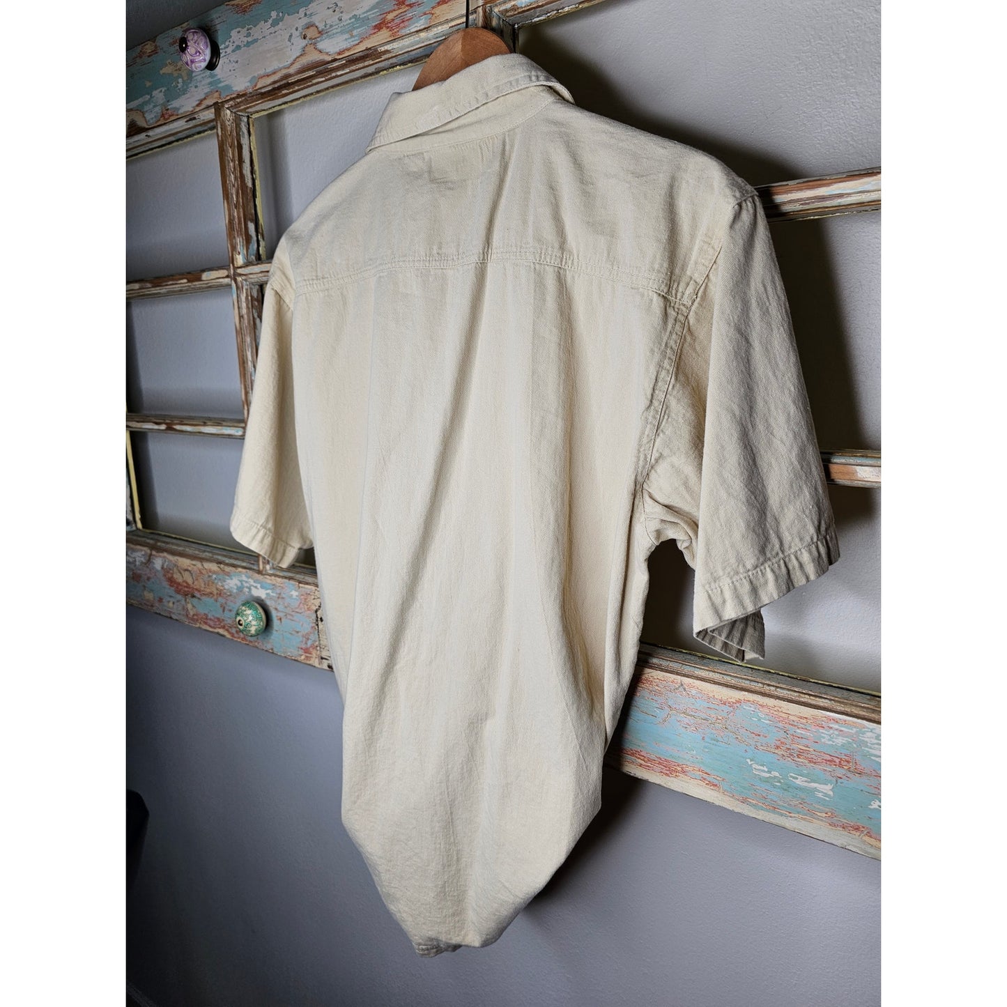 Tiger khaki Collared Button Up Top Ladies size Medium by Shipshe