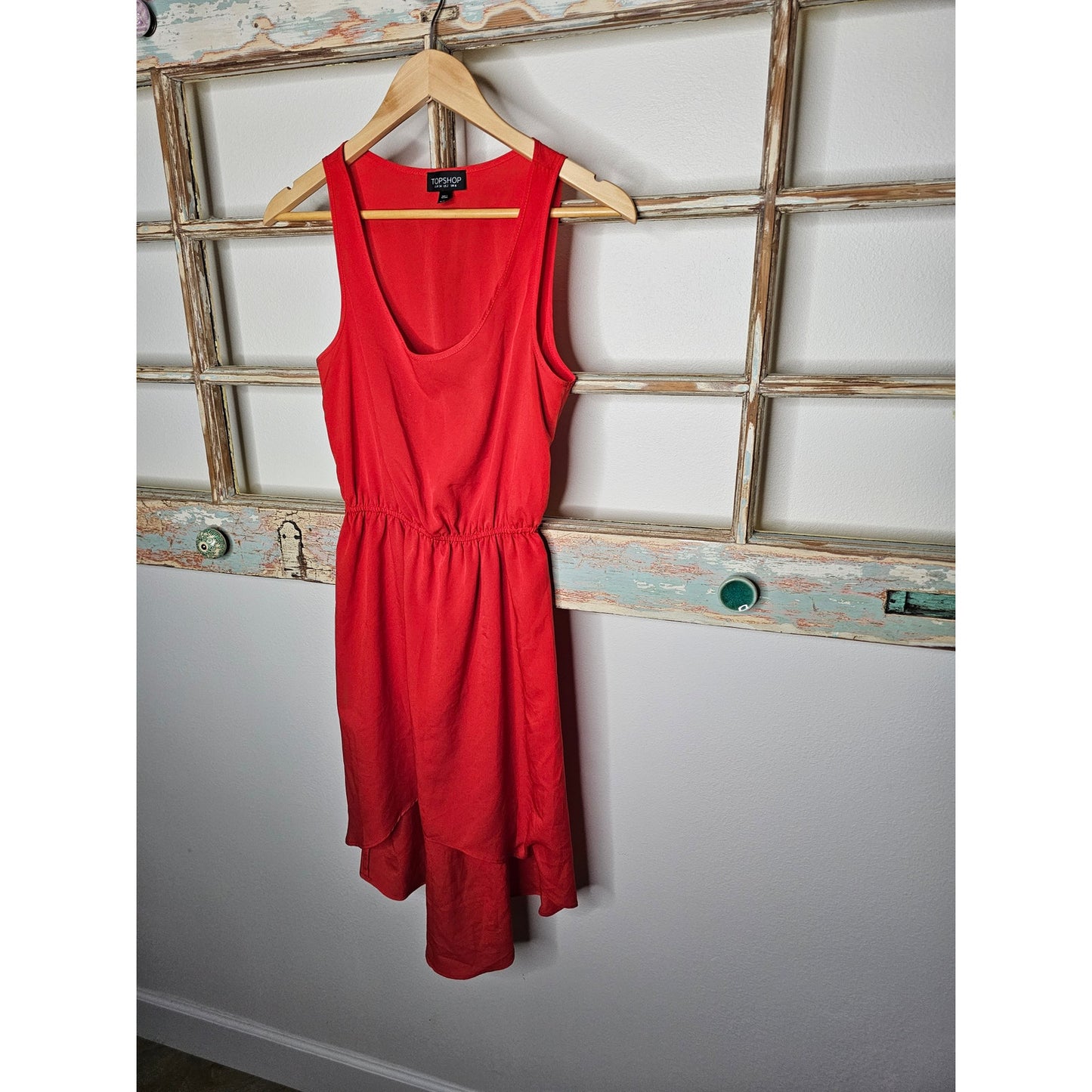 Topshop Red High/ Low Scoop Neck Dress Size 2