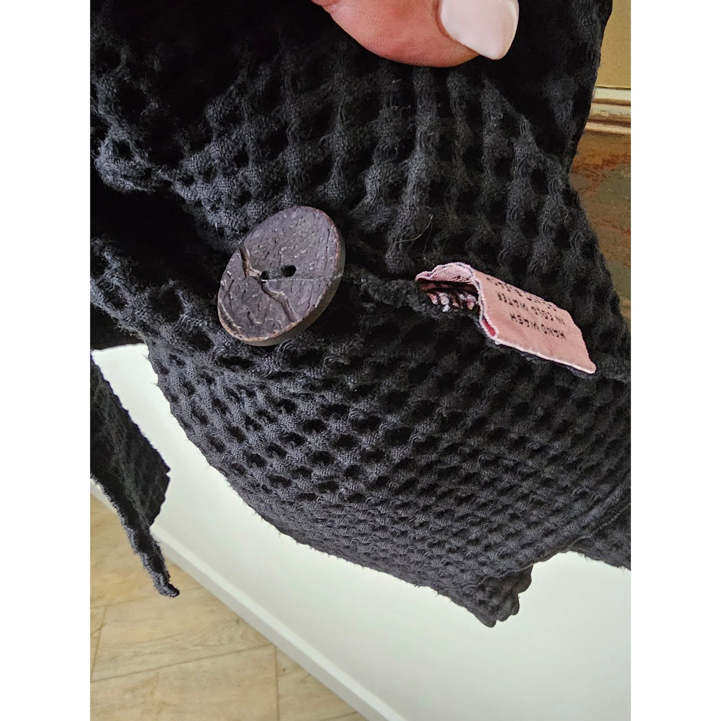 Waffle Knit Button Up Cotton Jacket By Focus Ladies Size Small