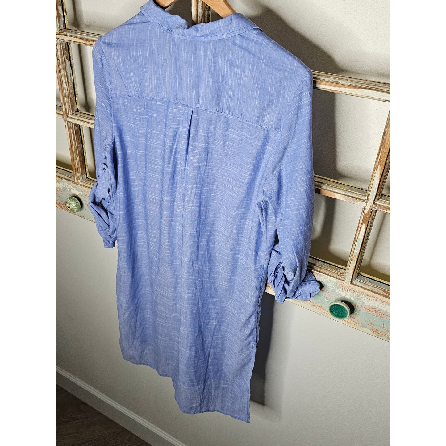 M & S Collection Button Up Cotton long Tunic / Shirt Dress size 10