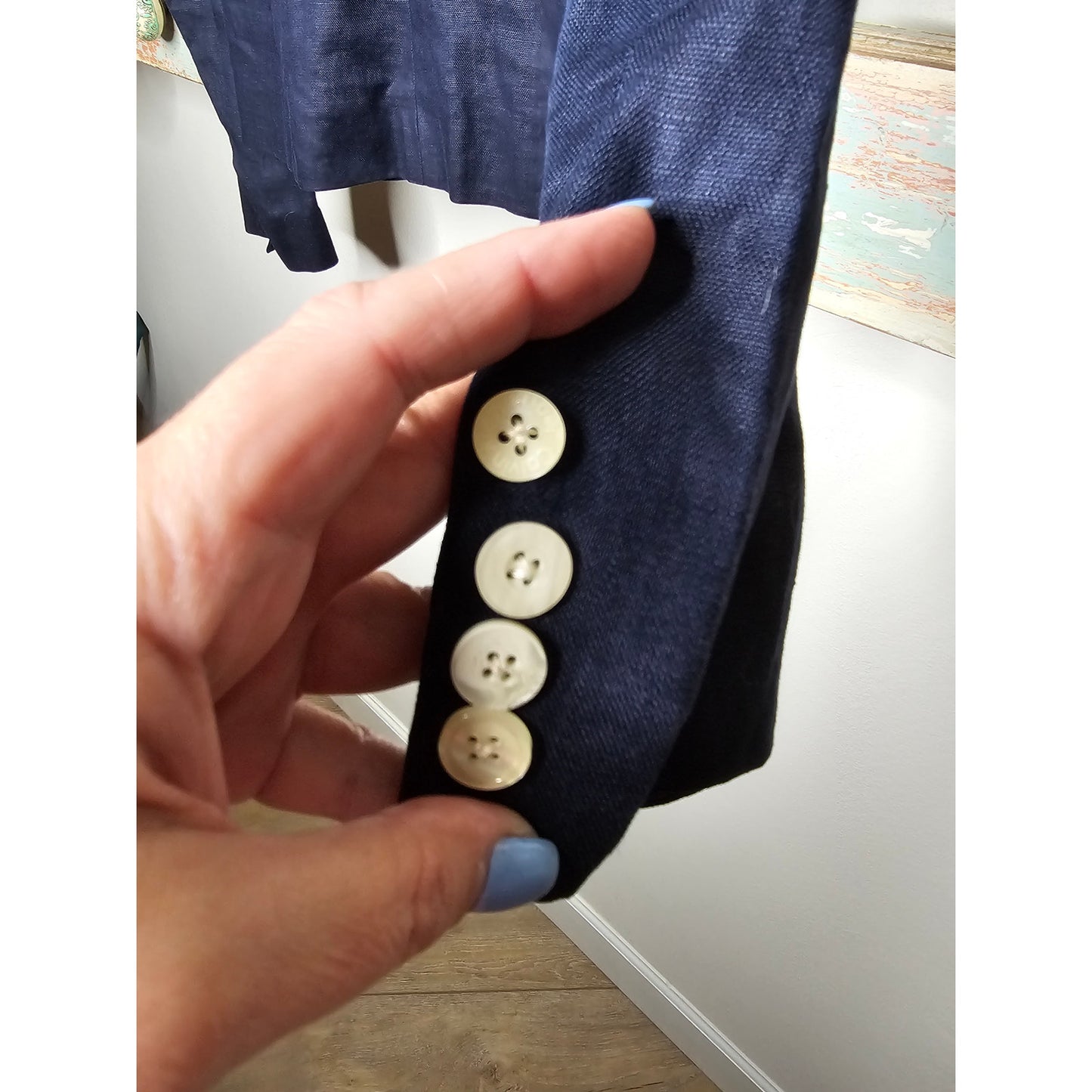 Ralph Lauren Linen Navy Blazer Button Front Ladies 10P