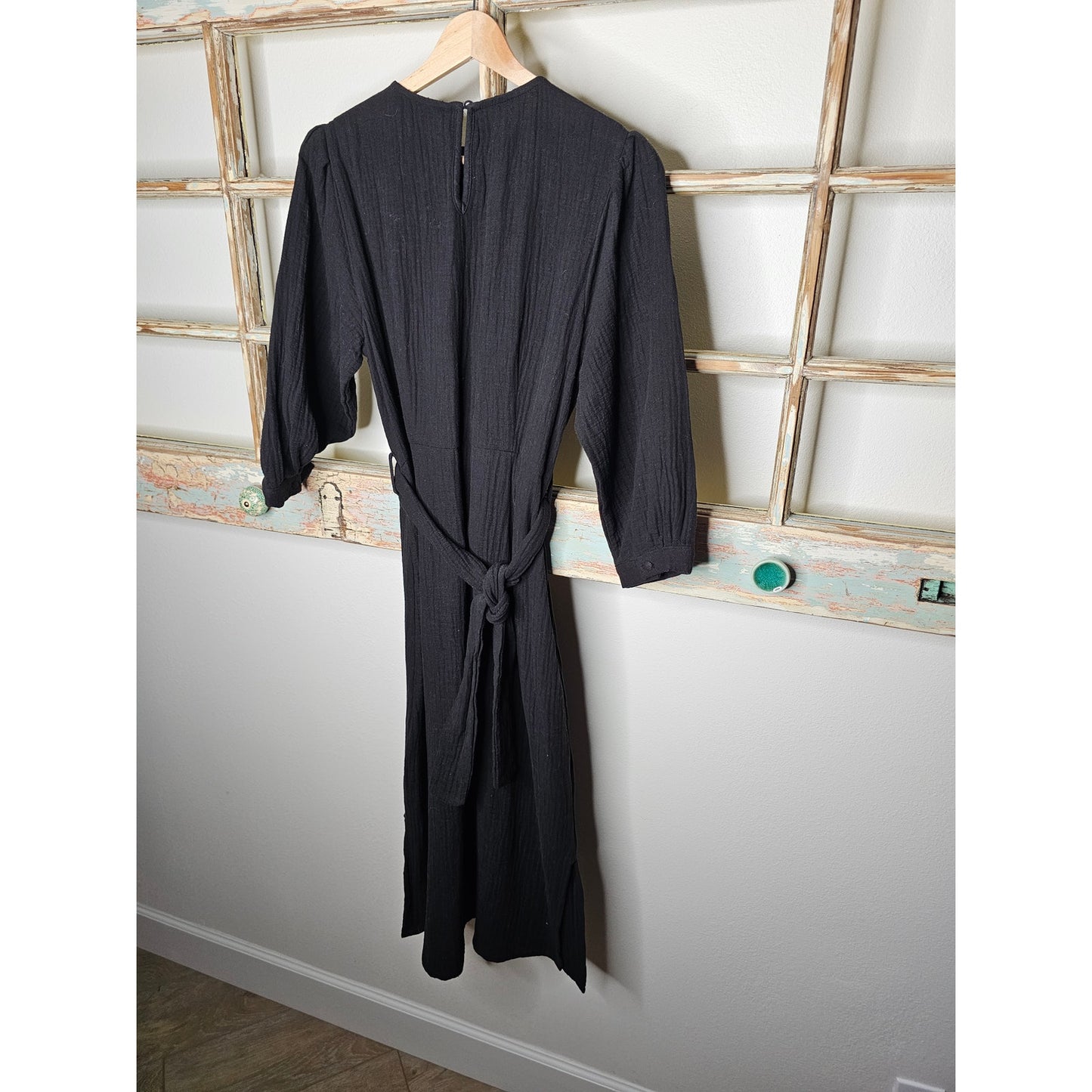 NWT Zara black Long Sleeve Cotton Gauzy Dress Ladies size Medium