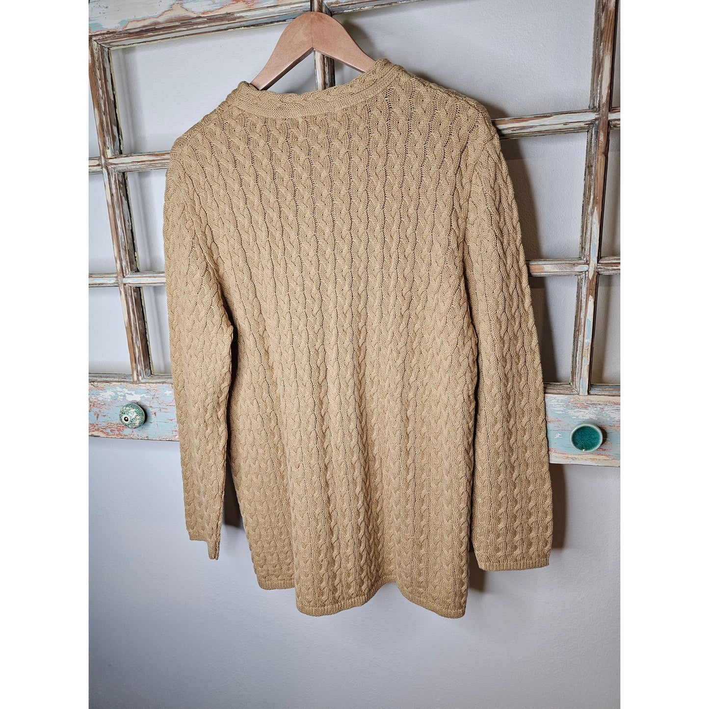 Spiegel Tan Cable Knit Cotton Sweater Ladies size XL