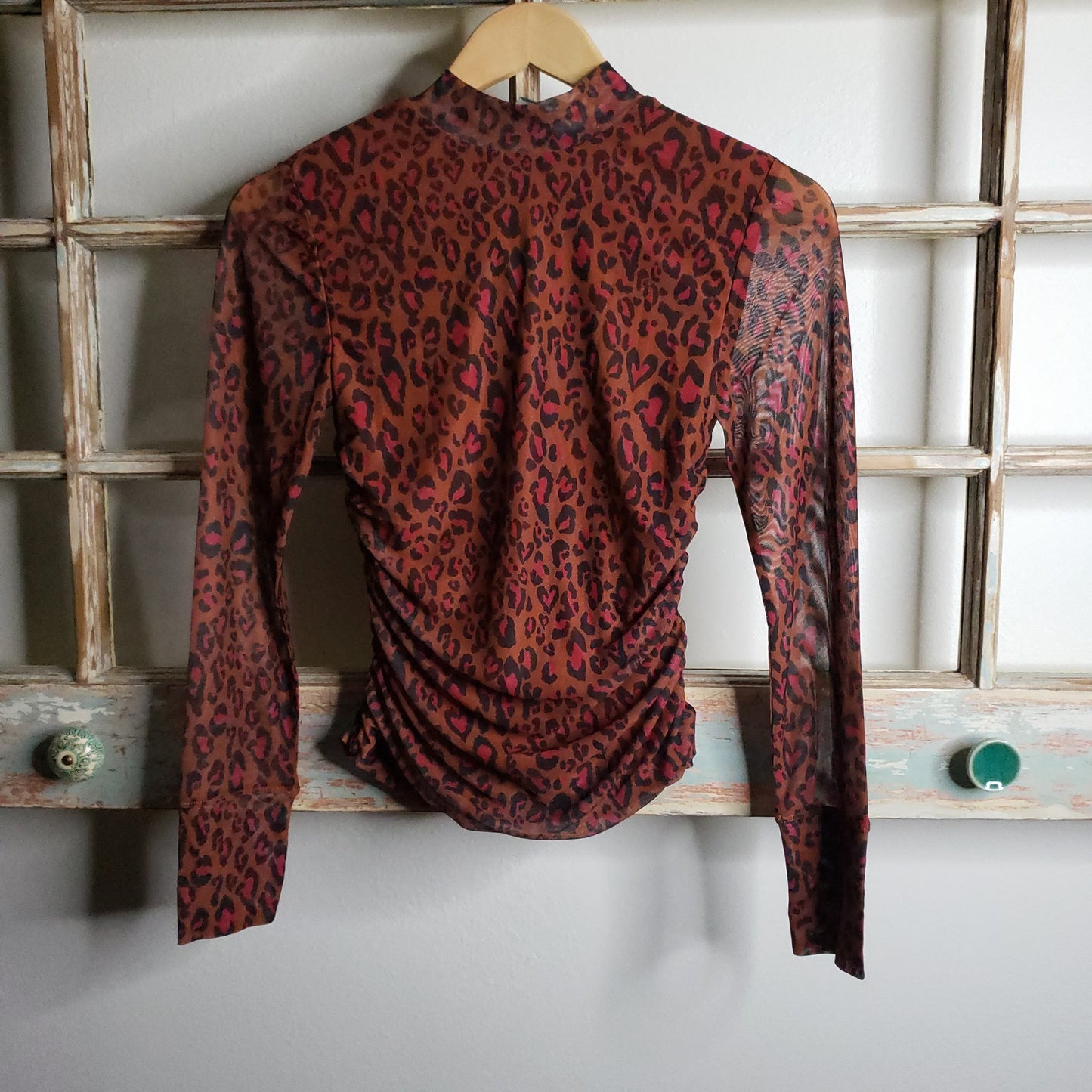 Farm Rio NWT Leopard-Print ruched top ladies size XS
