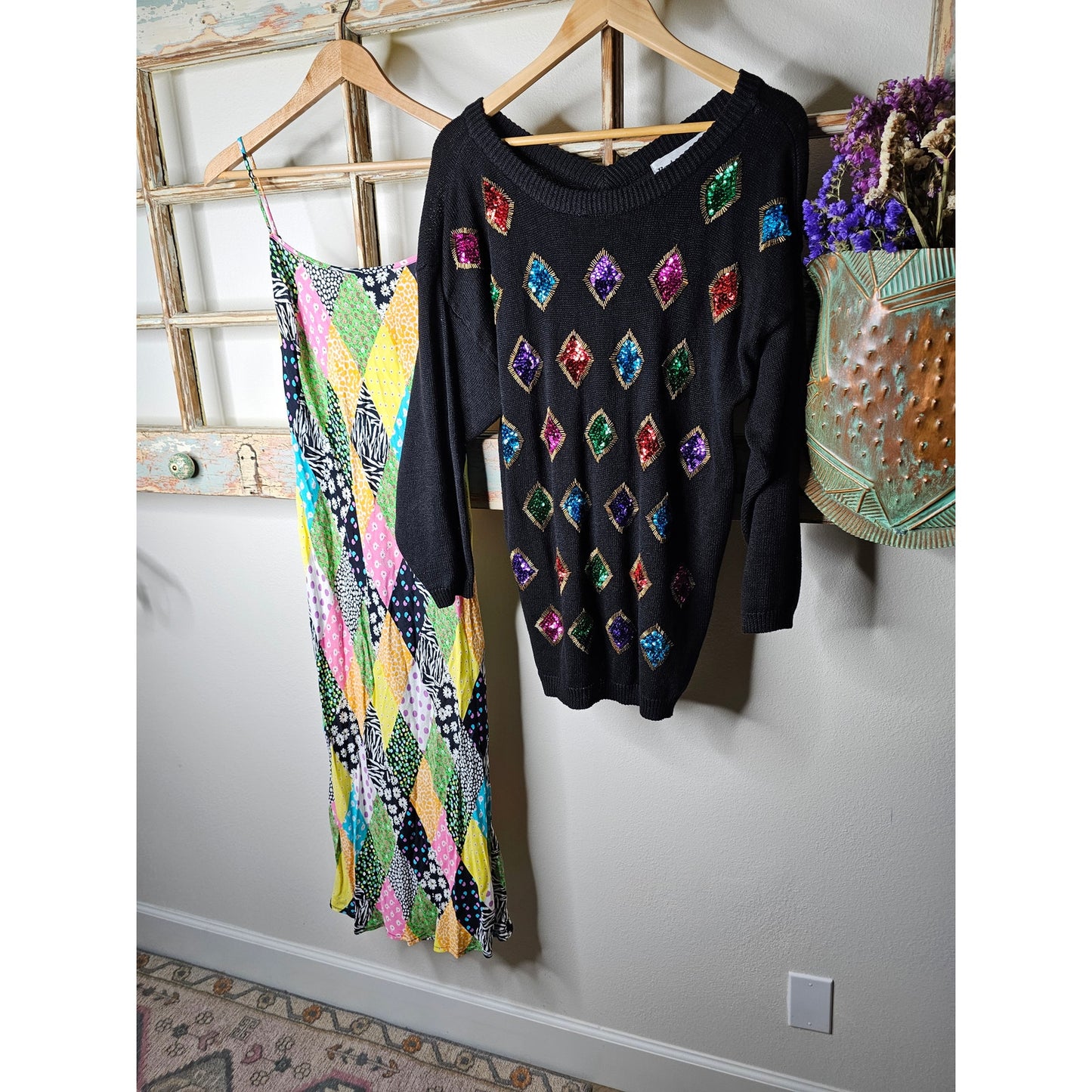 Vintage Barbara Scott Black Sweater with Sequence Ladies size Large