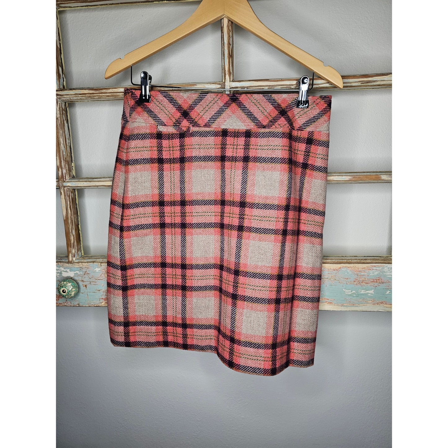 L.L. Bean lined Wool Blend Plaid Favorite Fit Skirt size 8 petite