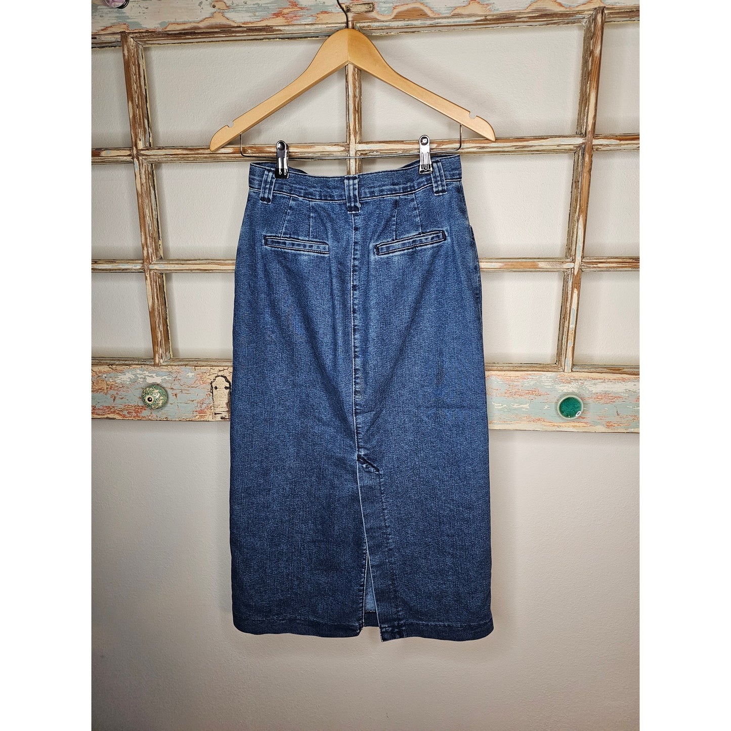 Lee Denim Midi Skirt Ladies size 8P with back slit