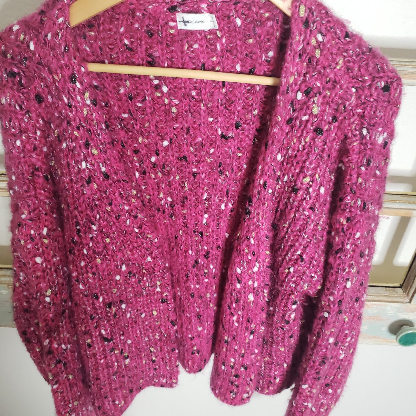 Gentle Fawn Chunky Pink Knit Cardigan Sweater size Small