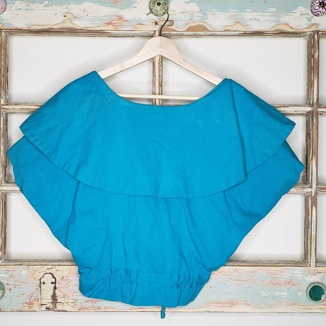 Vintage D'knits turquoise shirt ladies size small