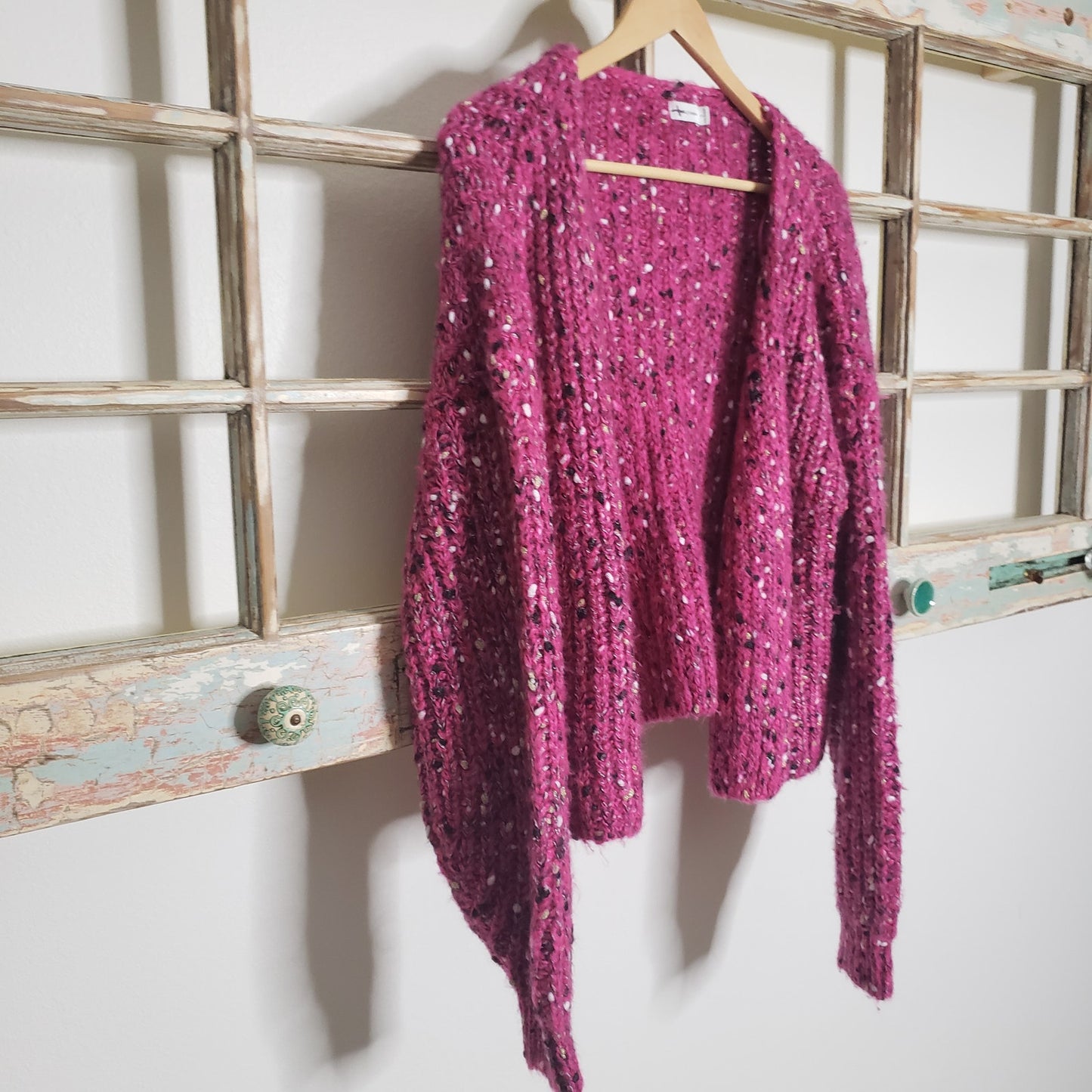 Gentle Fawn Chunky Pink Knit Cardigan Sweater size Small