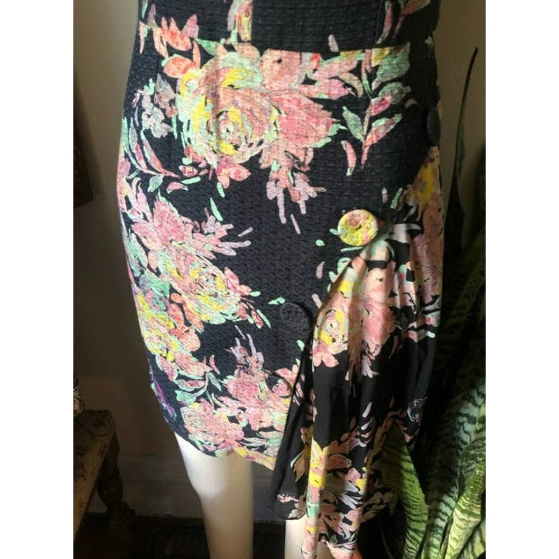 Emanuel Ungaro Rose Fondo Nero floral dress size 46 / US 12