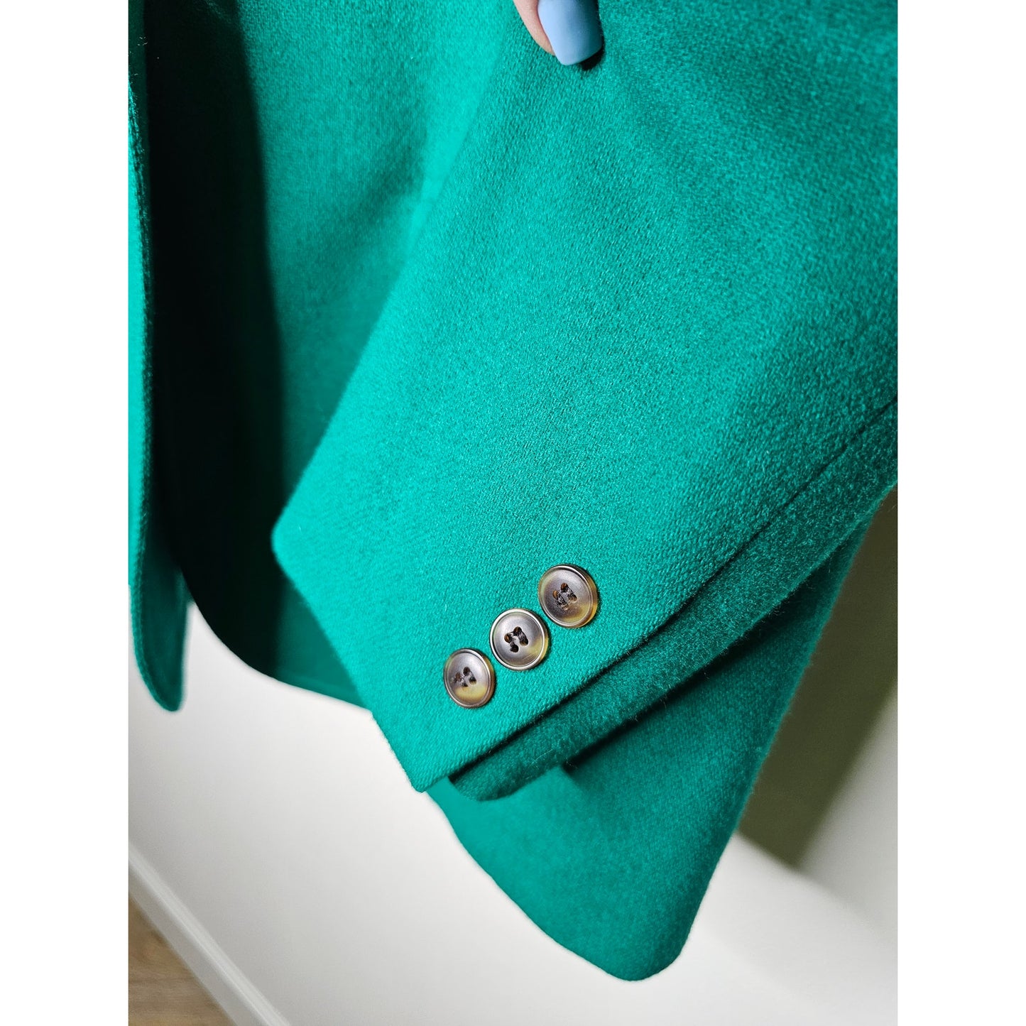 Vintage Liz Wear Blazer Green Wool Ladies Button Front with Pockets size 4