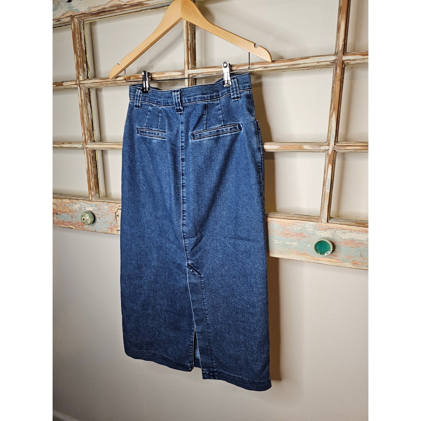 Lee Denim Midi Skirt Ladies size 8P with back slit