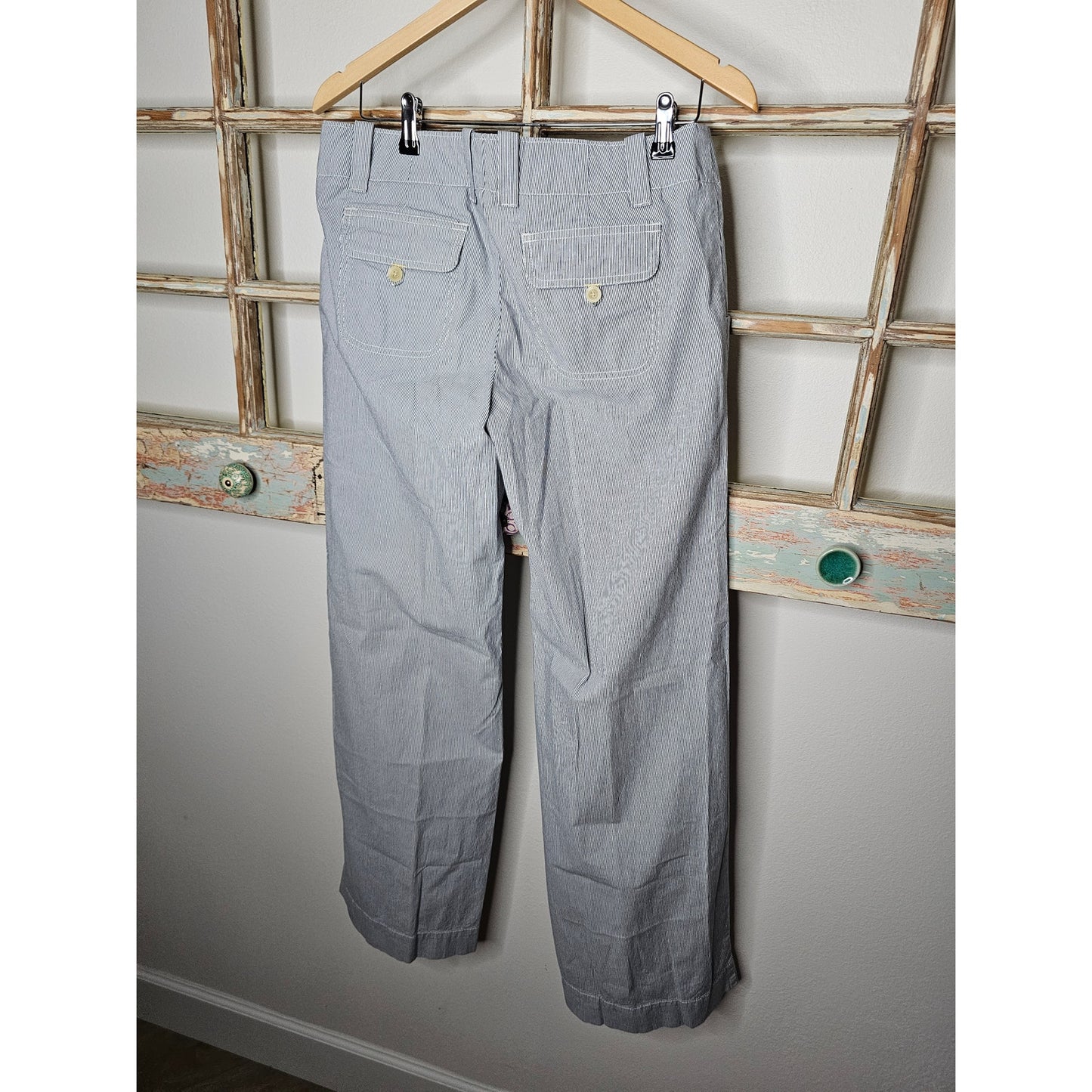 Gap Wide Leg Chino Style Pants Railroad stripe Ladies size 8 Long